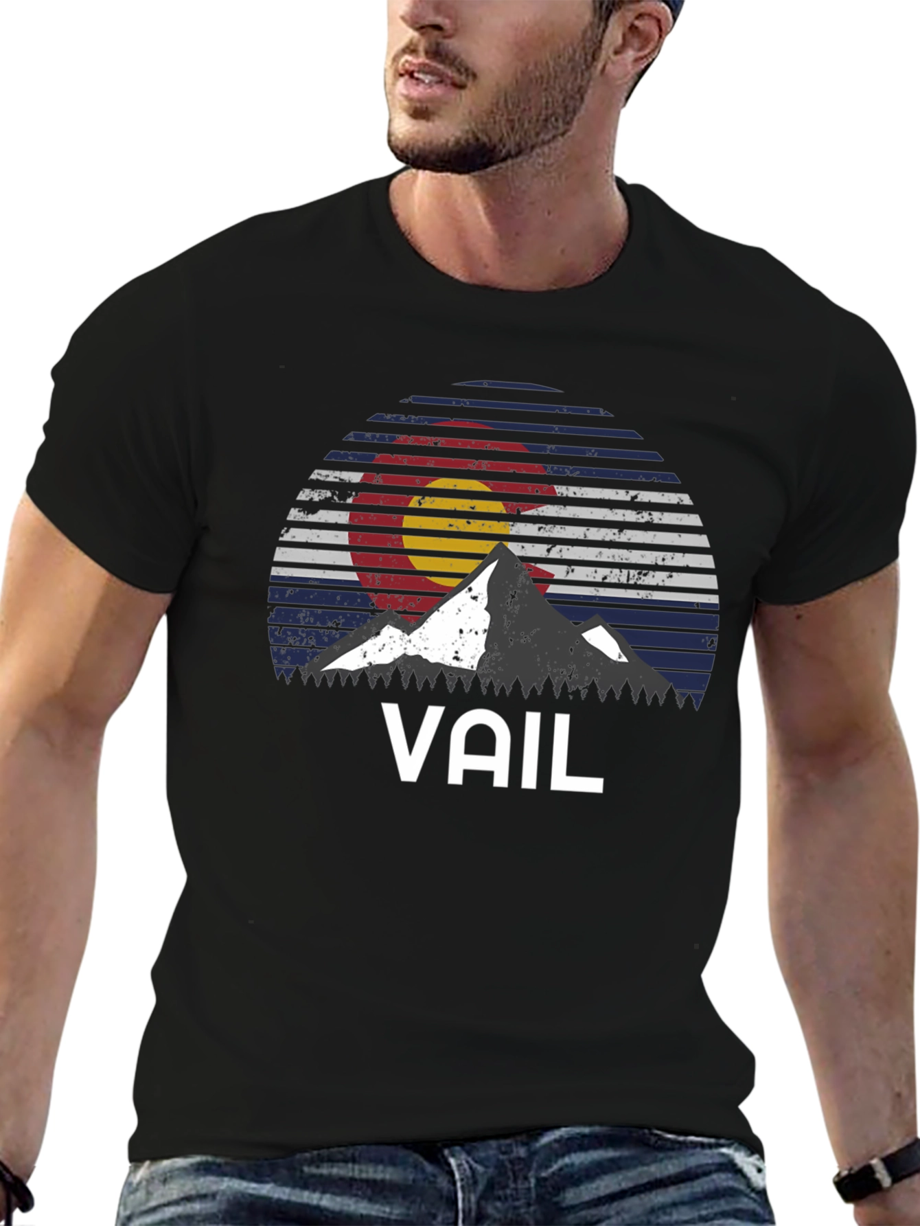 Vail Colorado Flag Mountain Graphic T-Shirt - 6