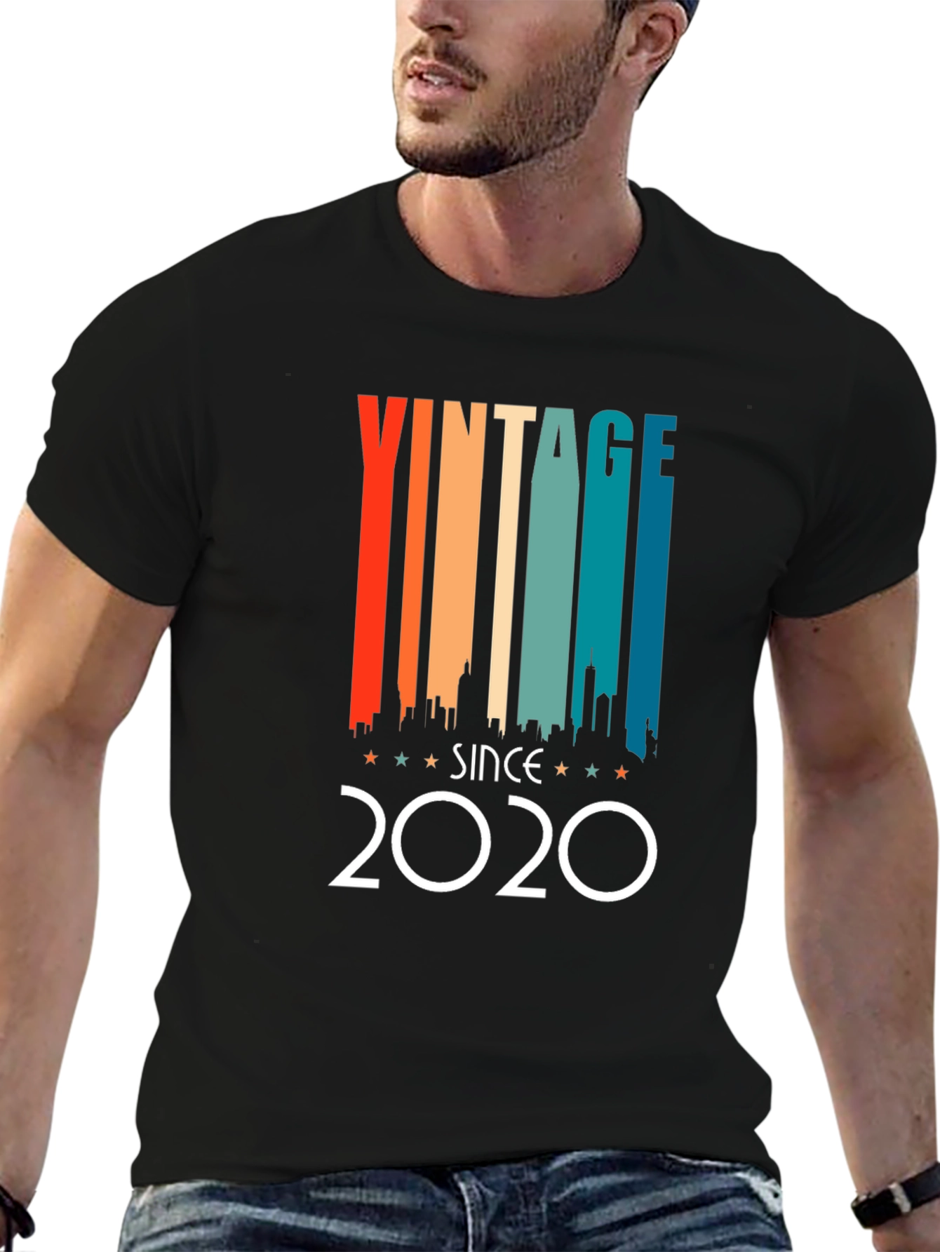 Black Vintage Since 2020 T-Shirt Retro Style view 6