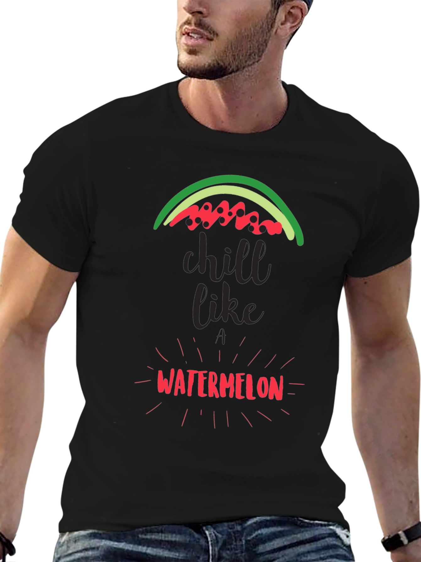 Black Chill Like Watermelon Black Graphic Tee view 6