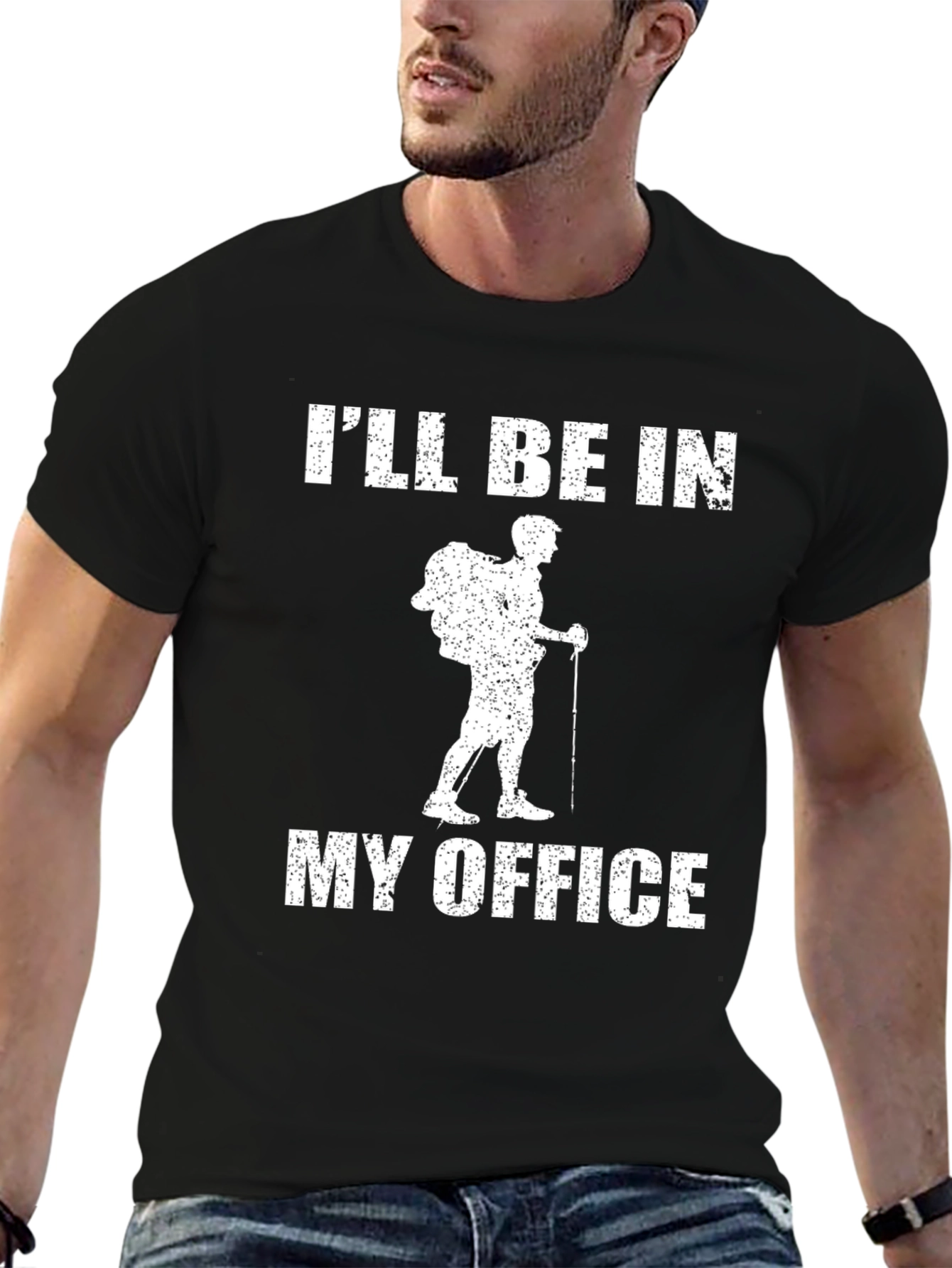 Black Hiker's Office T-Shirt - Adventure Calling! view 6