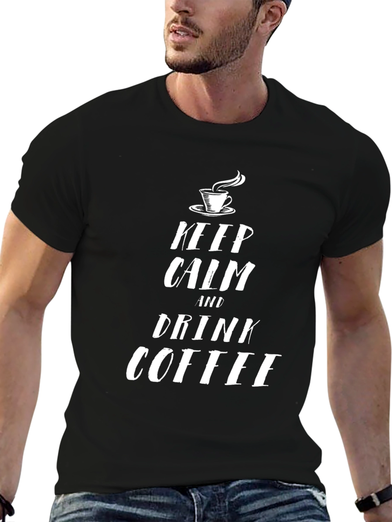 Black Keep Calm and Drink Coffee Black T-Shirt view 6