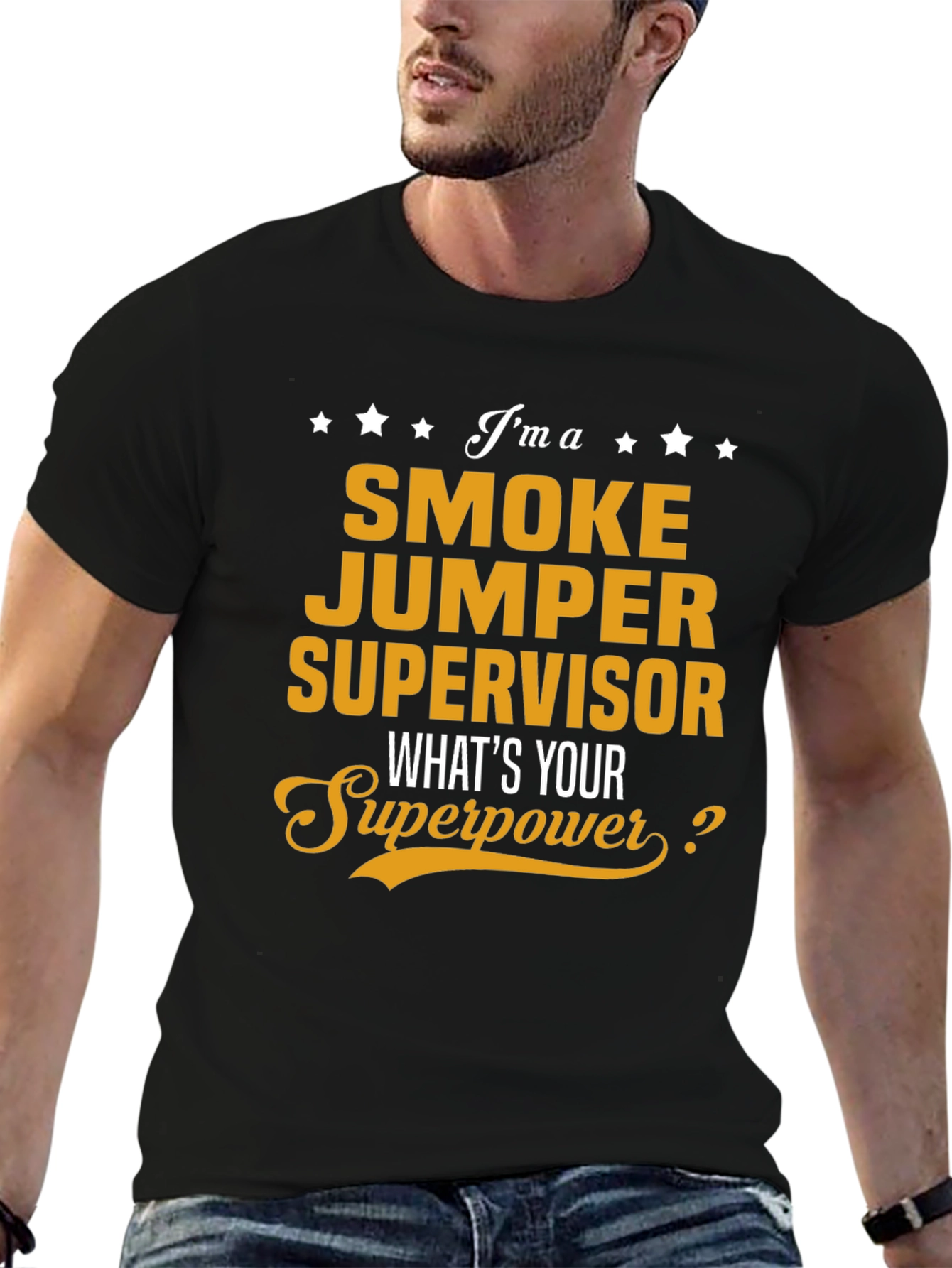 Black Smoke Jumper Supervisor T-Shirt - What's Your Superpower? view 6