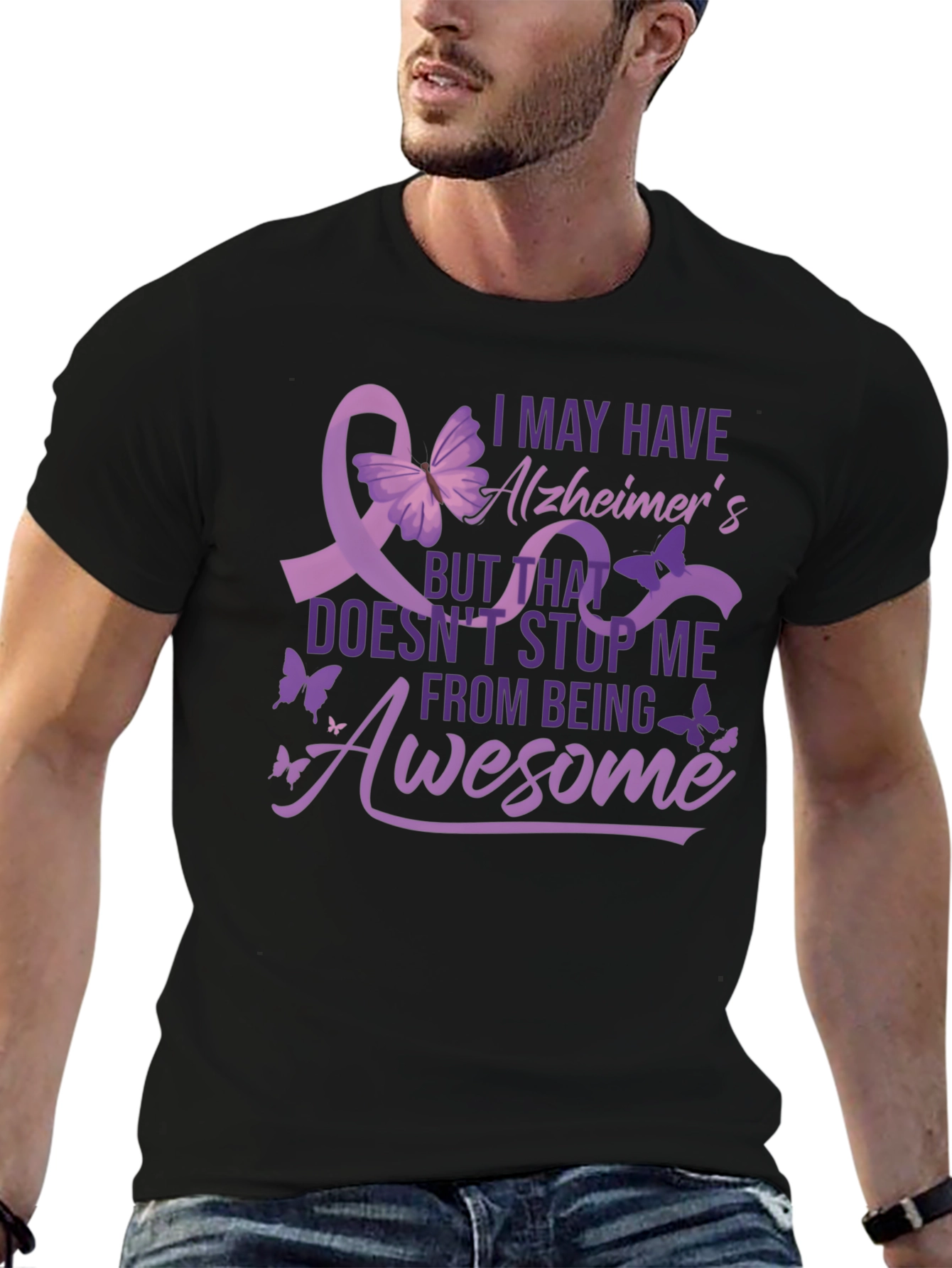 Black Alzheimer's Awareness T-Shirt - Awesome! view 6