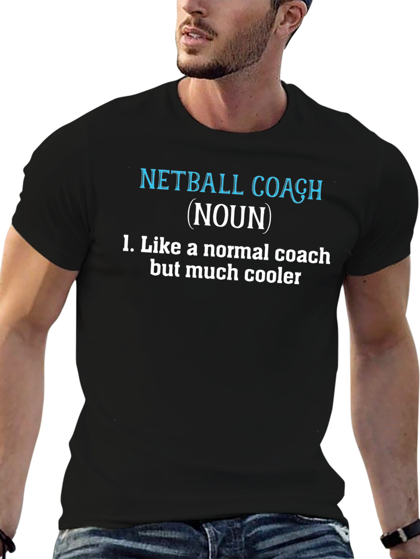 Black Netball Coach T-Shirt - Like a Normal Coach, But Cooler! view 6