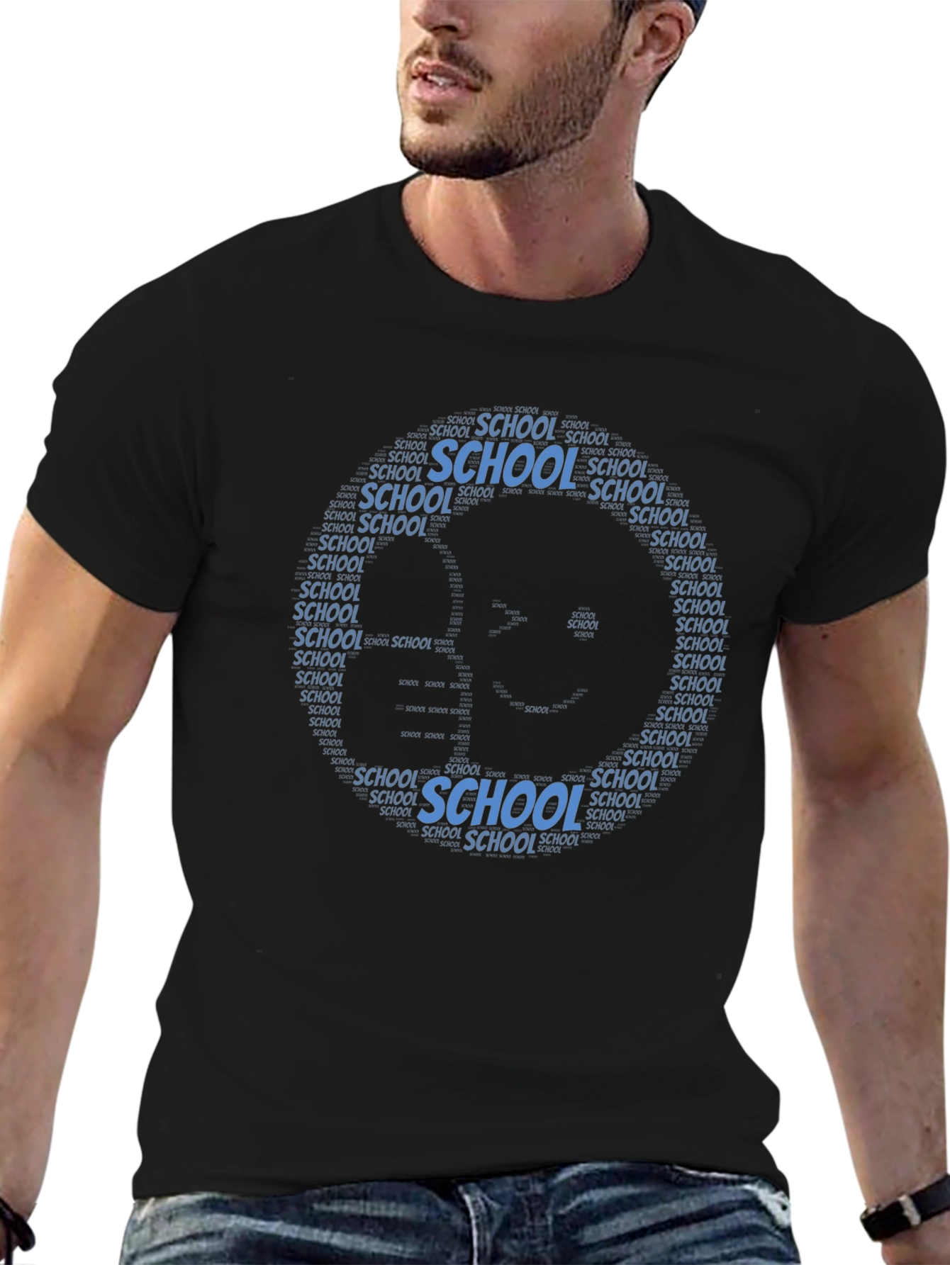 Black School Word Art T-Shirt view 6