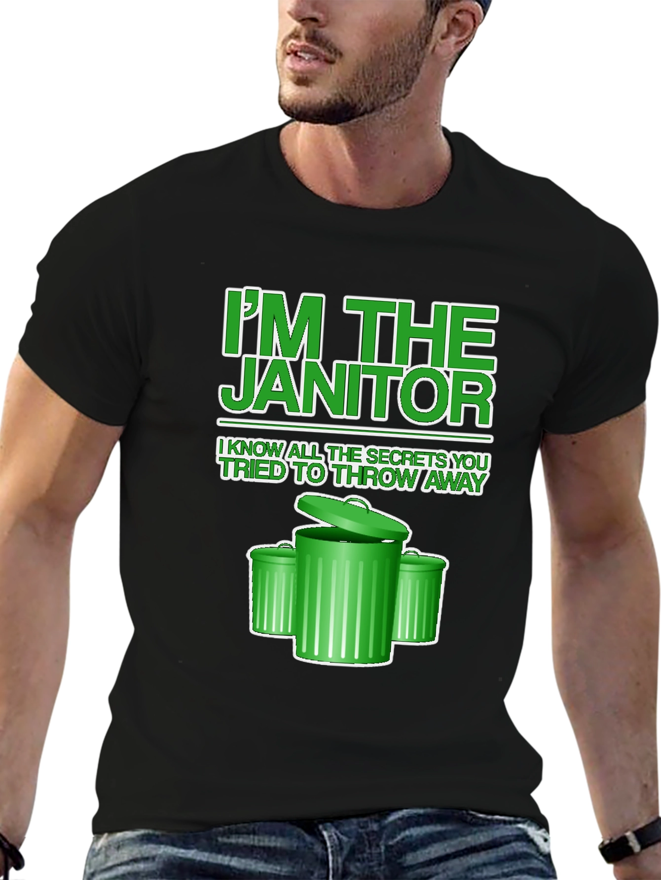 Black I'm the Janitor T-Shirt - Novelty Graphic Tee view 6