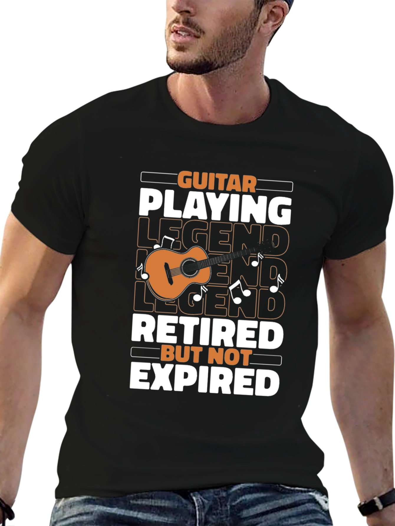 Black Guitar Legend Retired T-Shirt - Music Lover Gift view 6