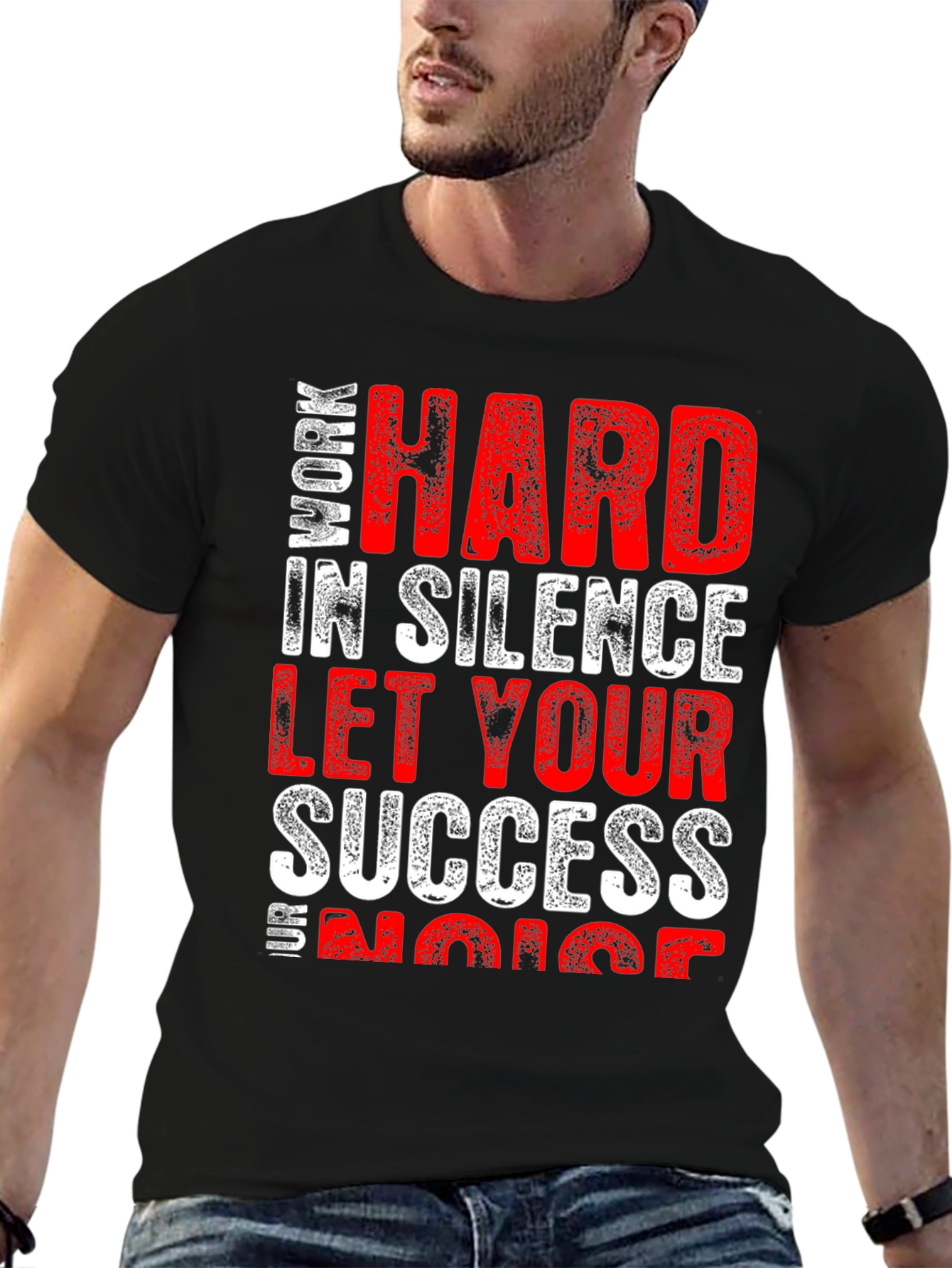 Black Work Hard in Silence Graphic Tee view 6