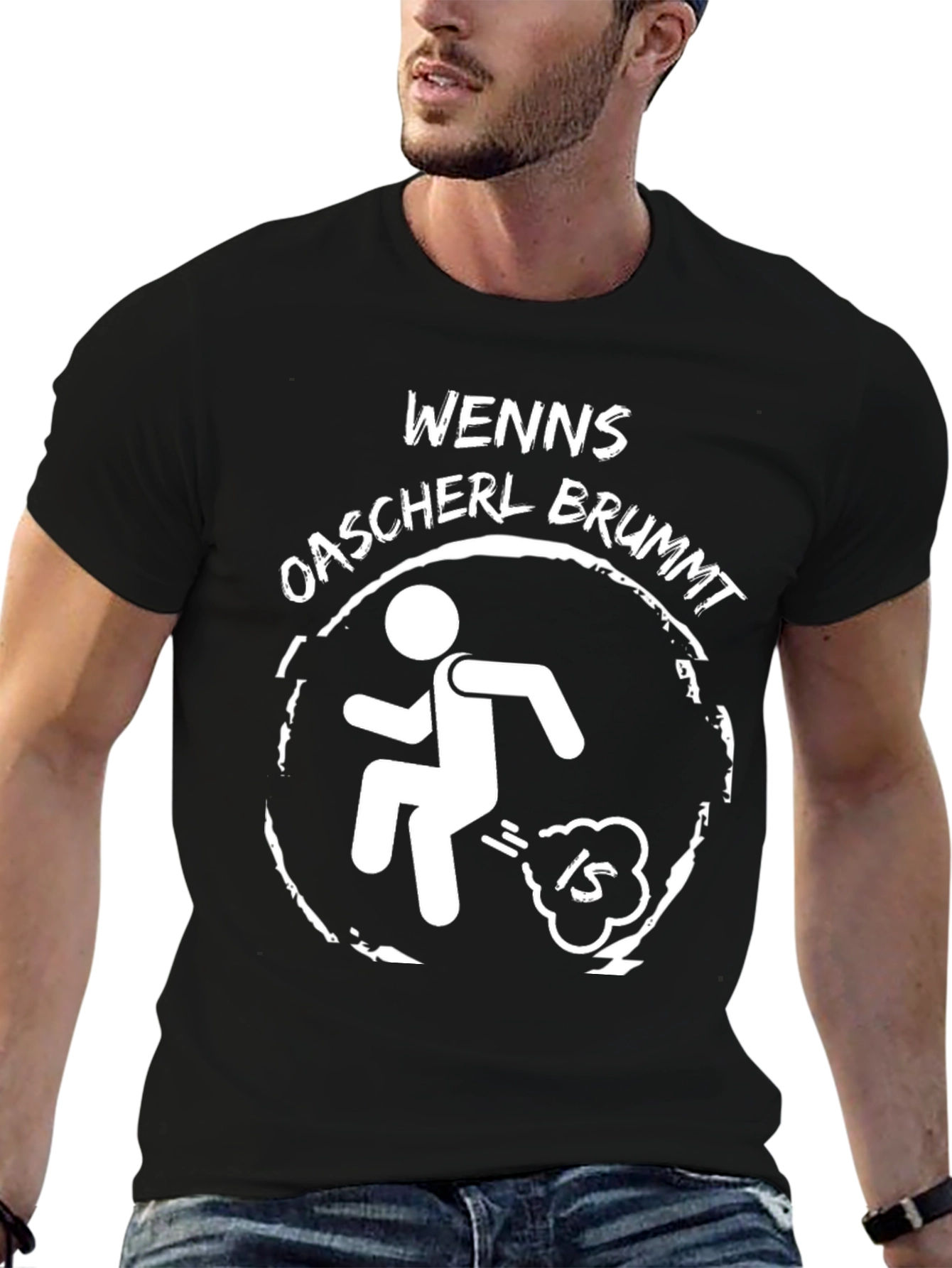 Black Funny Graphic Tee - 'Wenns Oascherl Brummt' view 6