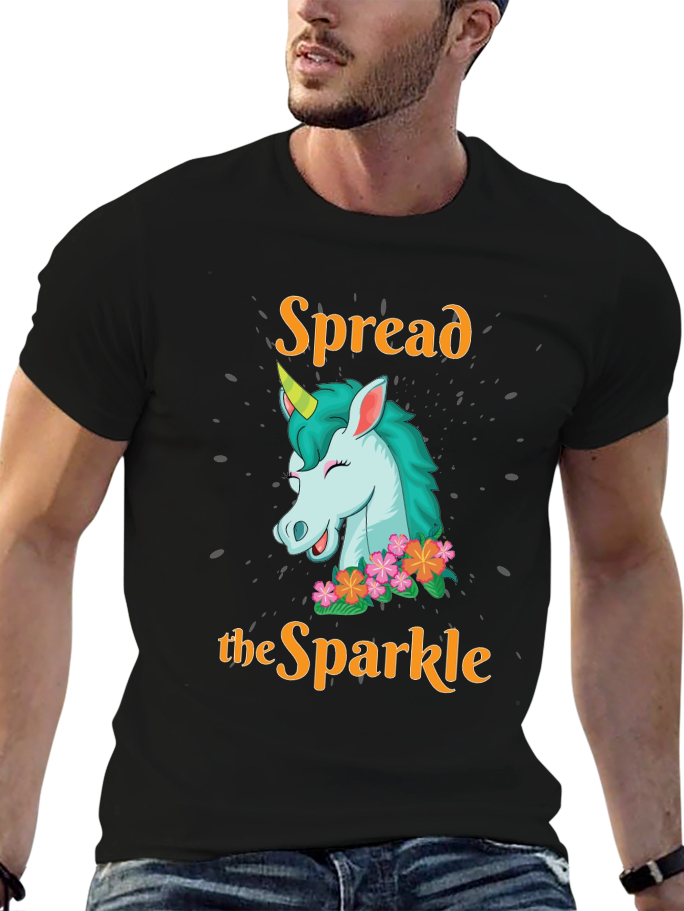 Black Spread the Sparkle Unicorn T-Shirt view 6