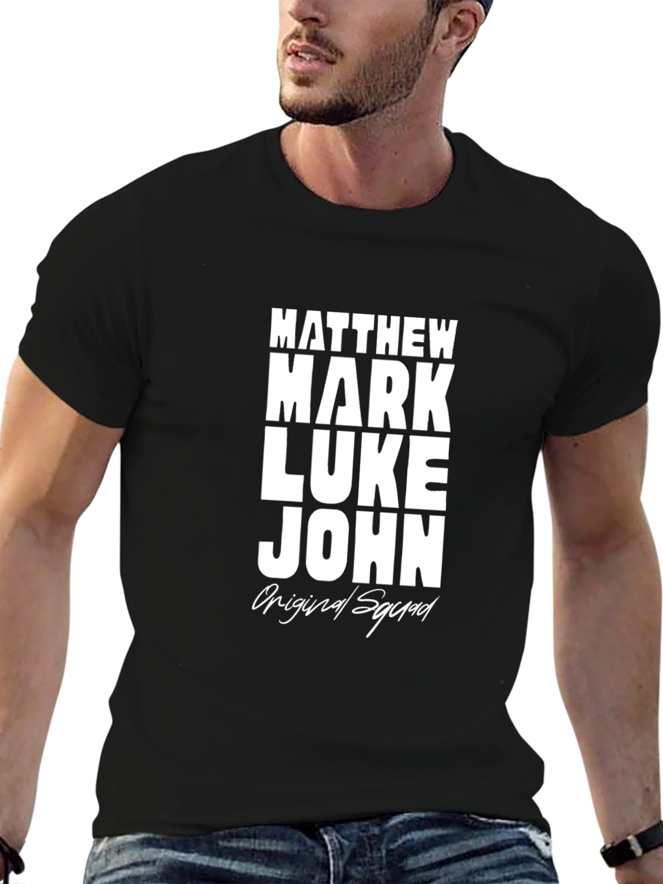 Black Original Squad Tee - Matthew, Mark, Luke, John - Christian Inspired view 6