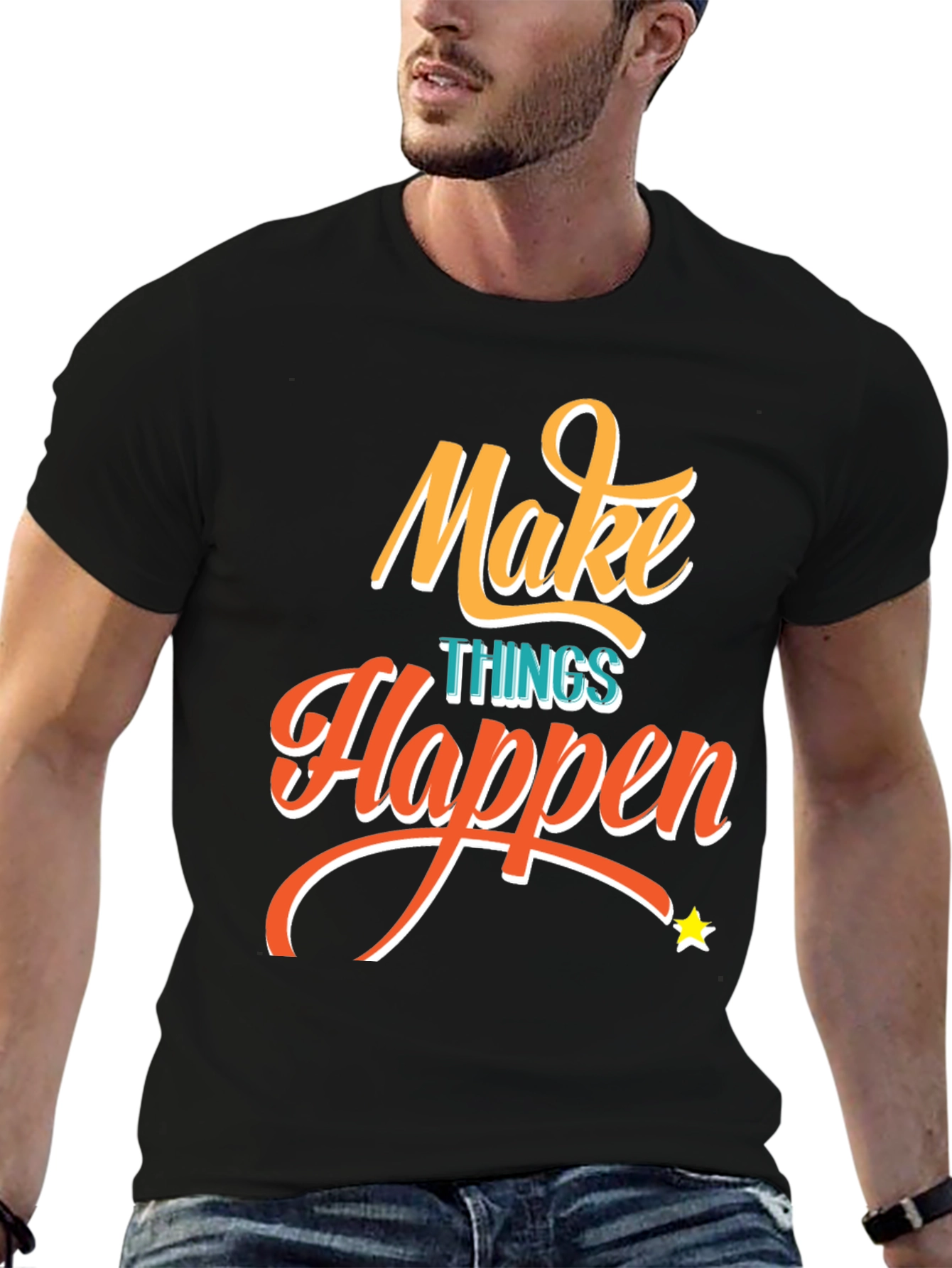 Black Make Things Happen Graphic Tee - Black T-Shirt view 6
