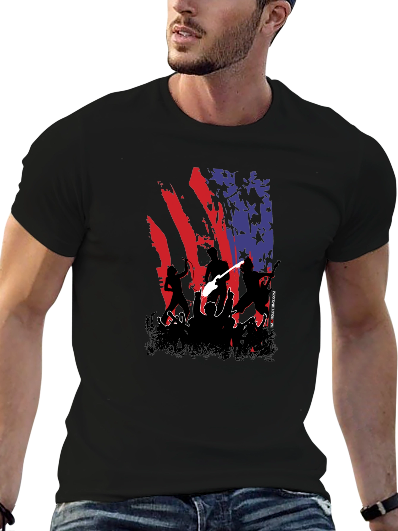 Black American Flag Concert Tee - Patriotic Rock view 6
