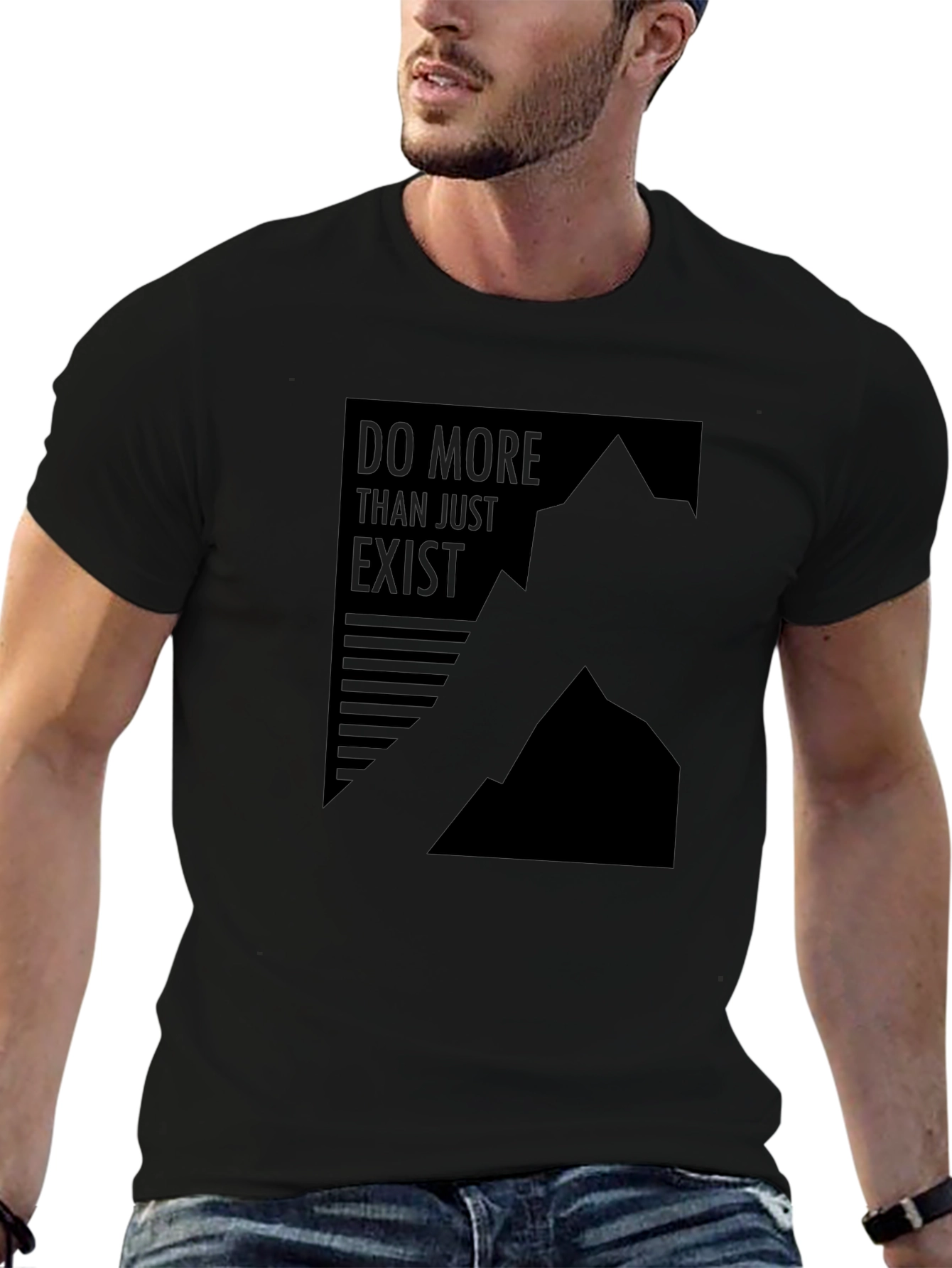 Black Motivational Graphic Tee - Do More Than Exist Black T-Shirt view 6