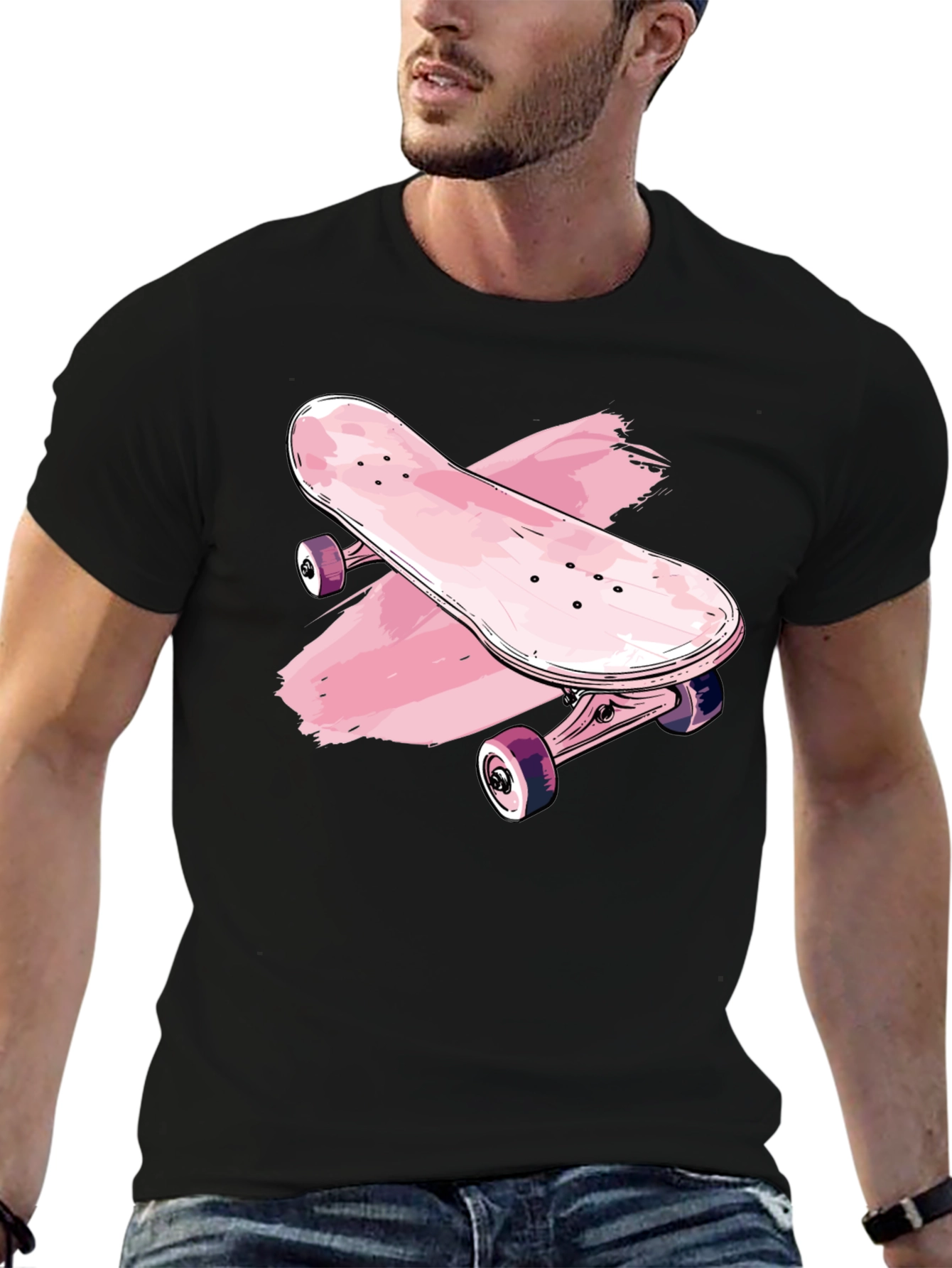 Black Skateboard Graphic Tee - Trendy Black T-Shirt view 6