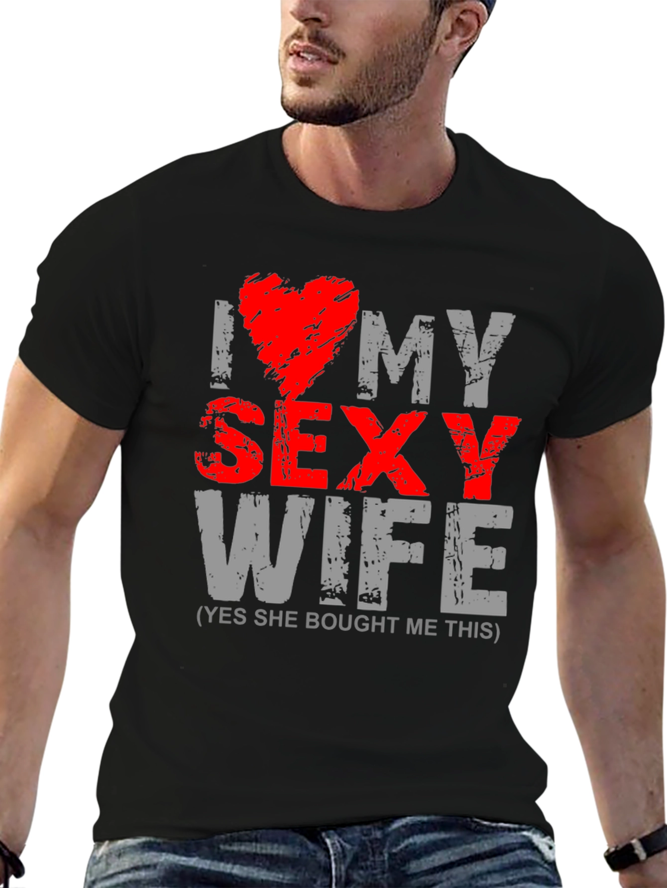 Black I Love My Sexy Wife Graphic T-Shirt view 6