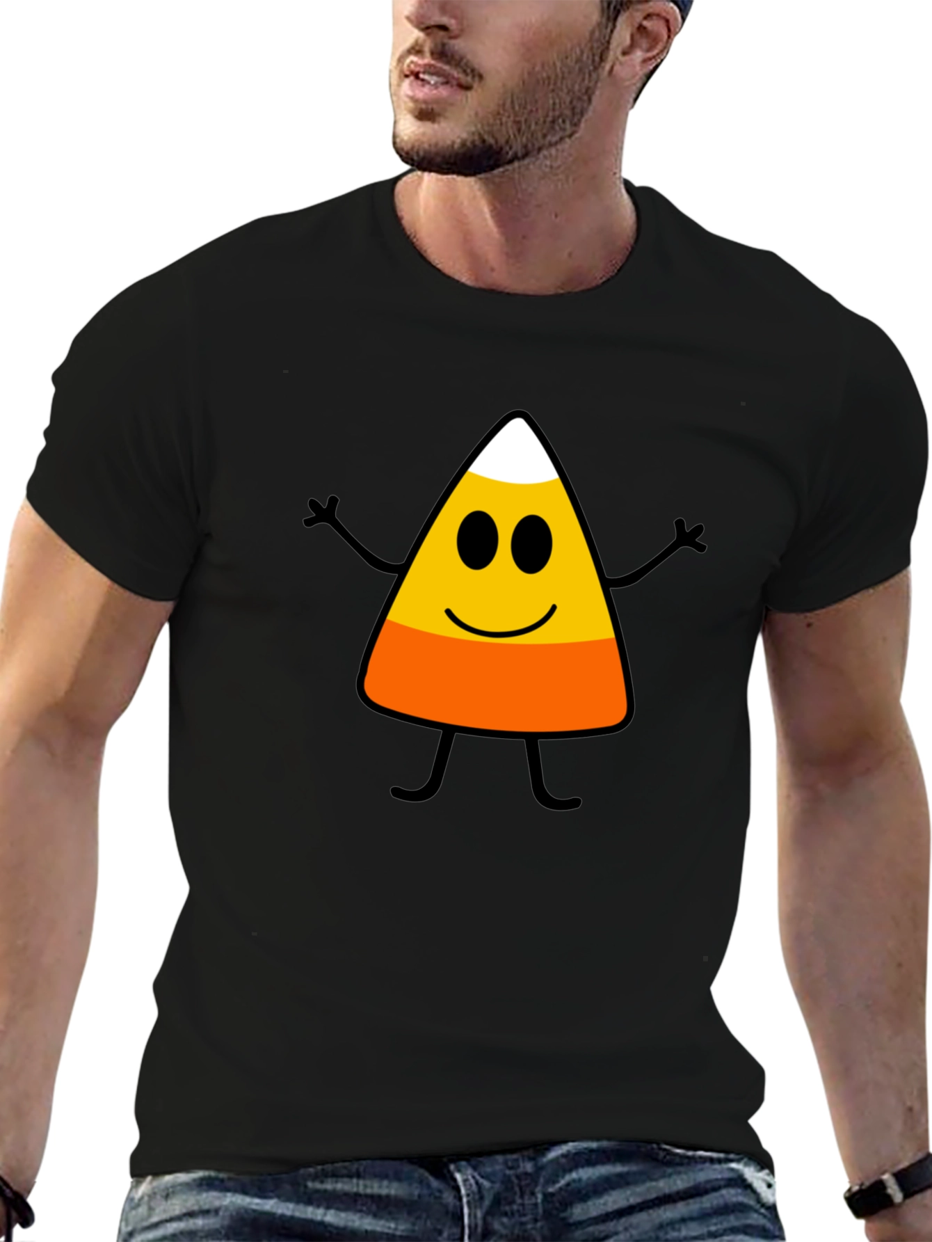Black Funny Candy Corn Halloween Graphic T-Shirt view 6
