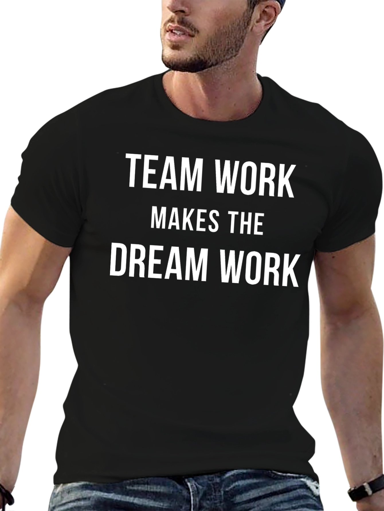 Black Team Work Dream Work T-Shirt view 6