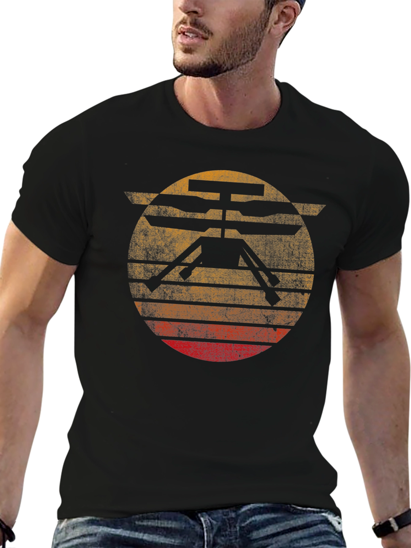 Black Mars Helicopter T-Shirt - Retro Style view 6