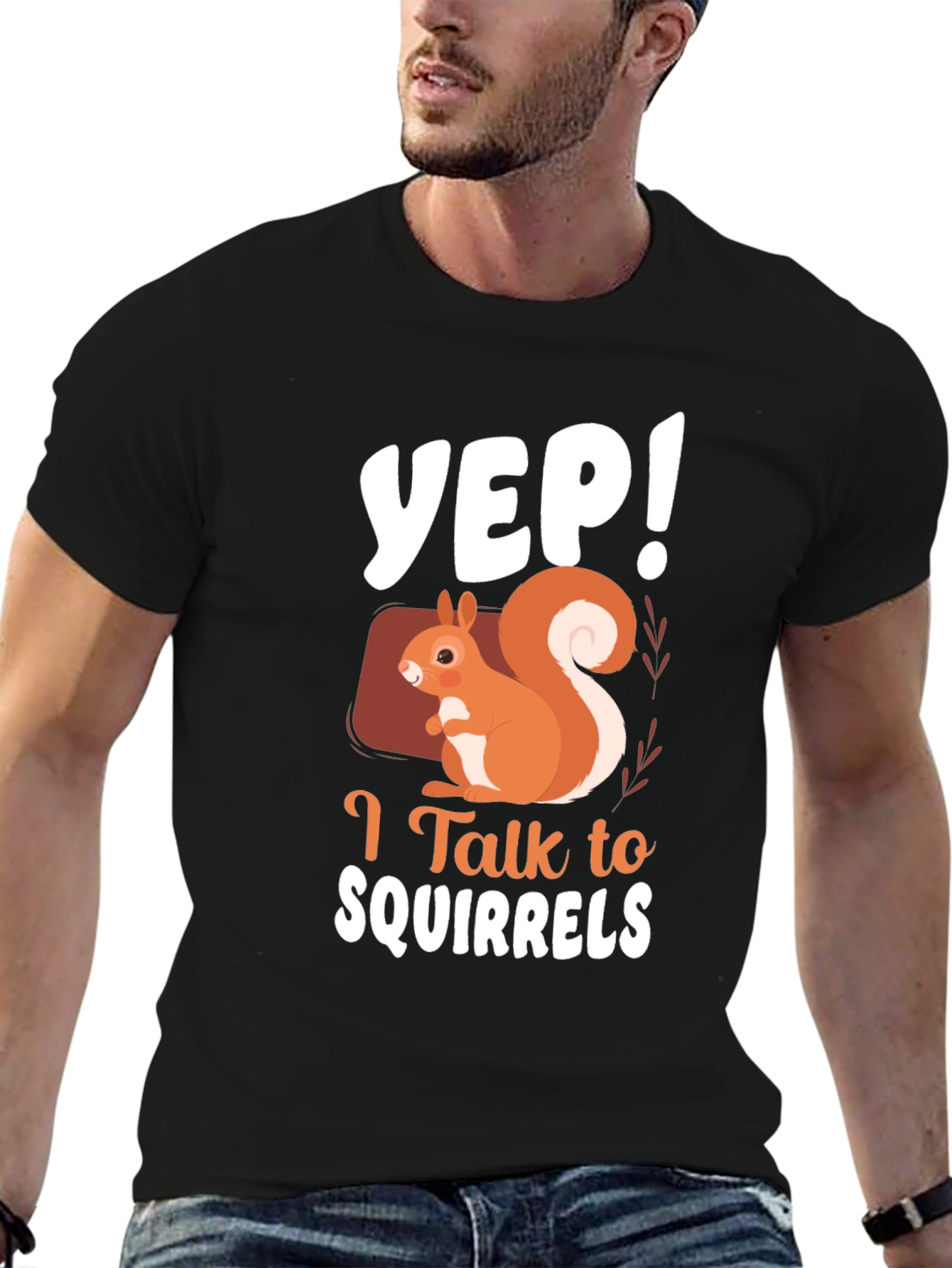 Black Yep! I Talk to Squirrels T-Shirt Funny Squirrel Lover Tee view 6