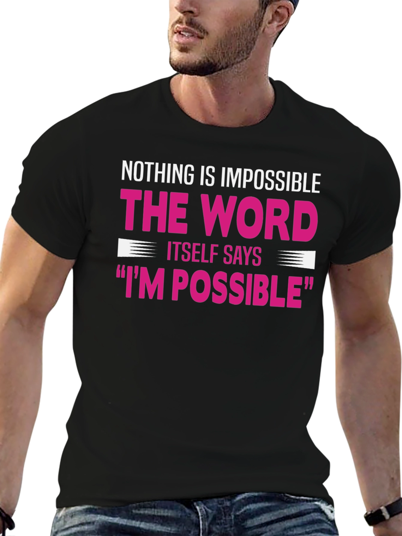 Black Motivational Graphic Tee - Nothing Is Impossible view 6