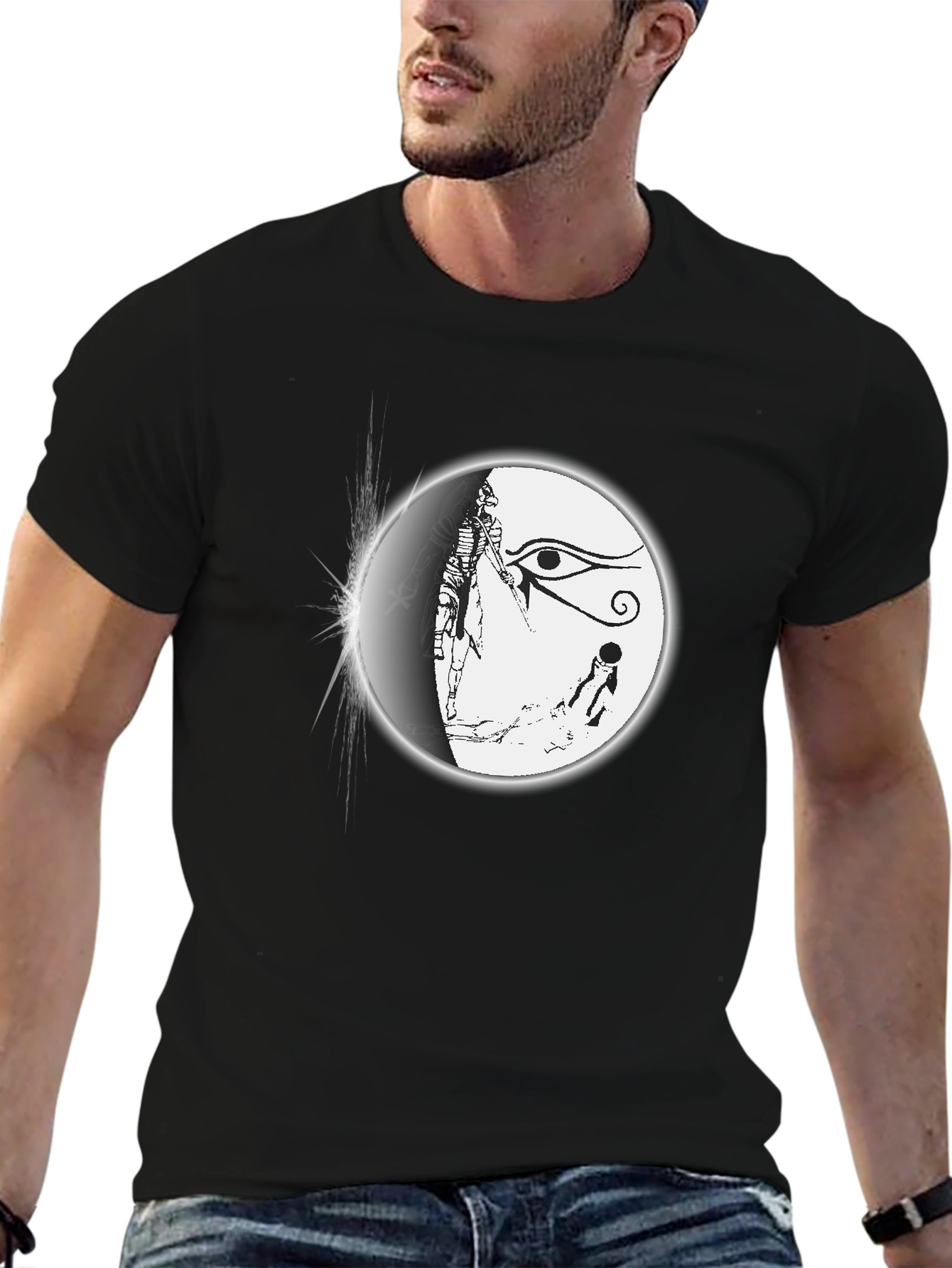 Black Egyptian Eye T-Shirt - Black Graphic Tee view 6