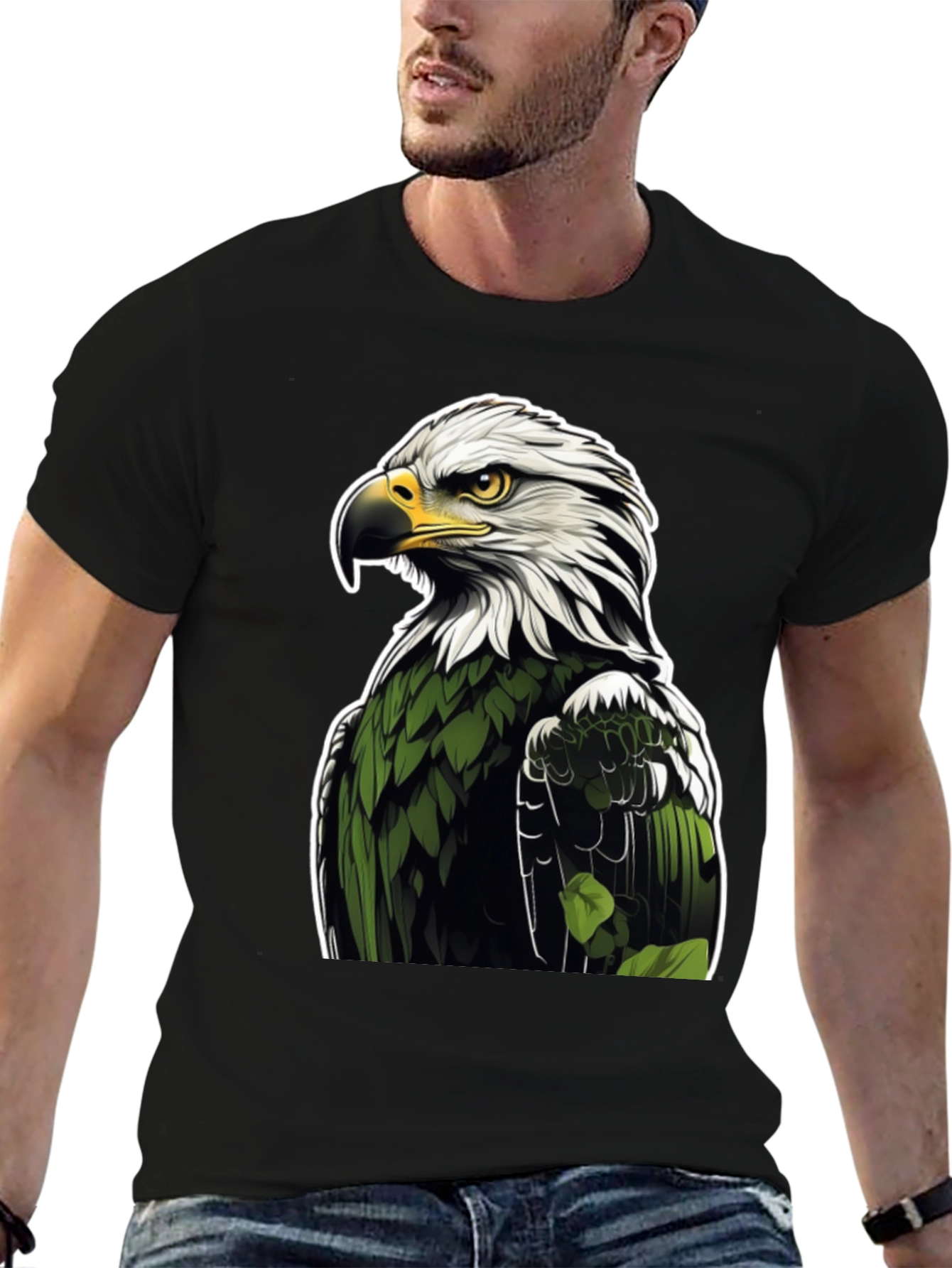 Black Eagle Graphic Print Black T-Shirt view 6