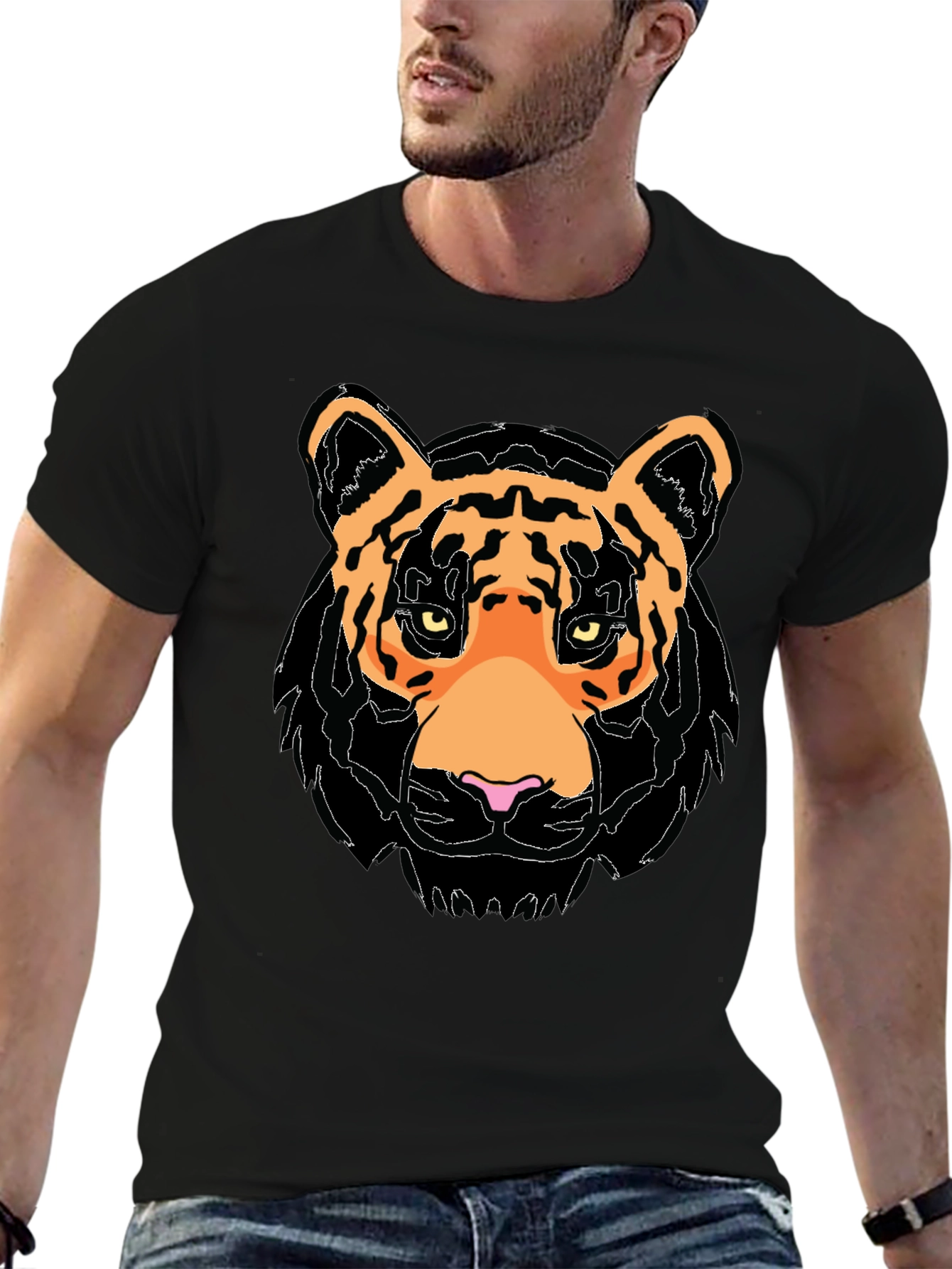 Black Tiger Graphic Black T-Shirt view 6