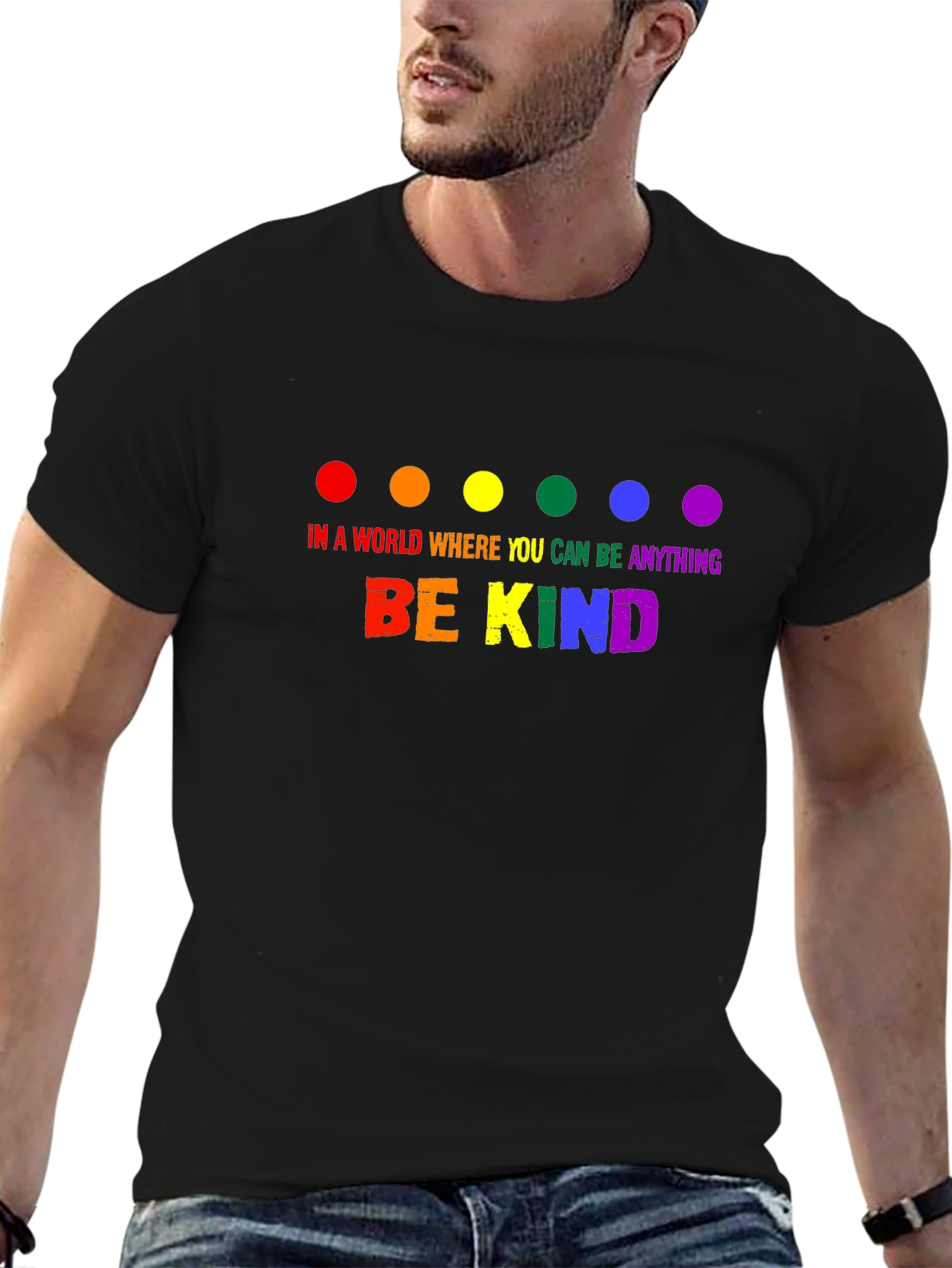 Black Be Kind Rainbow Graphic Tee view 6