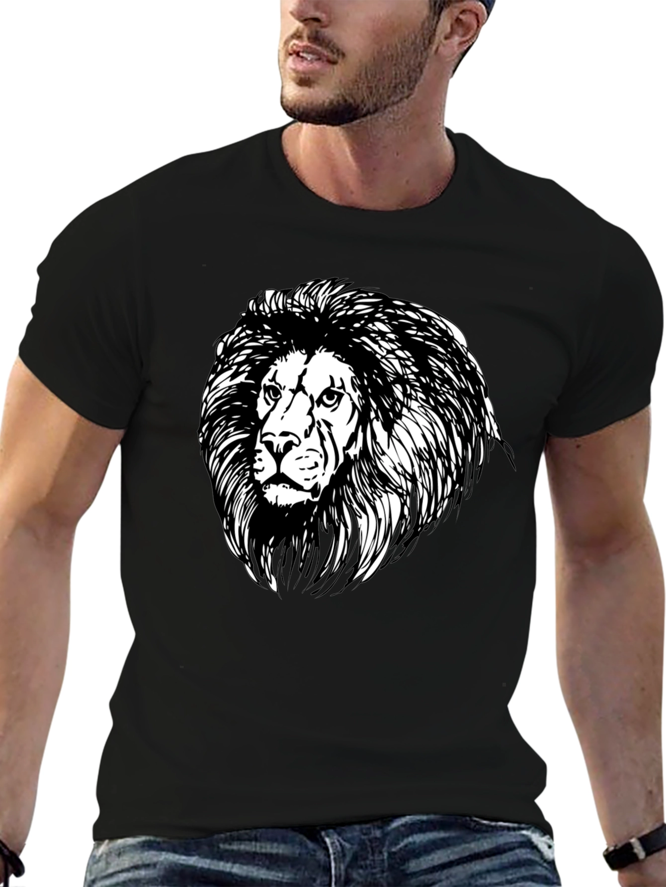 Black Lion Graphic Black Tee - Classic Style view 6