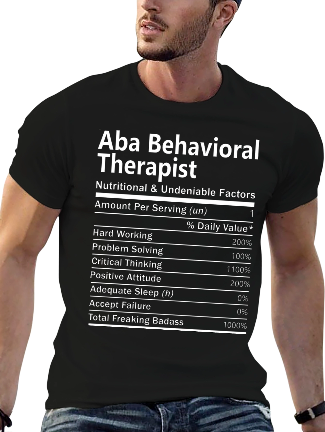 Black Aba Behavioral Therapist Nutritional Facts T-Shirt view 6