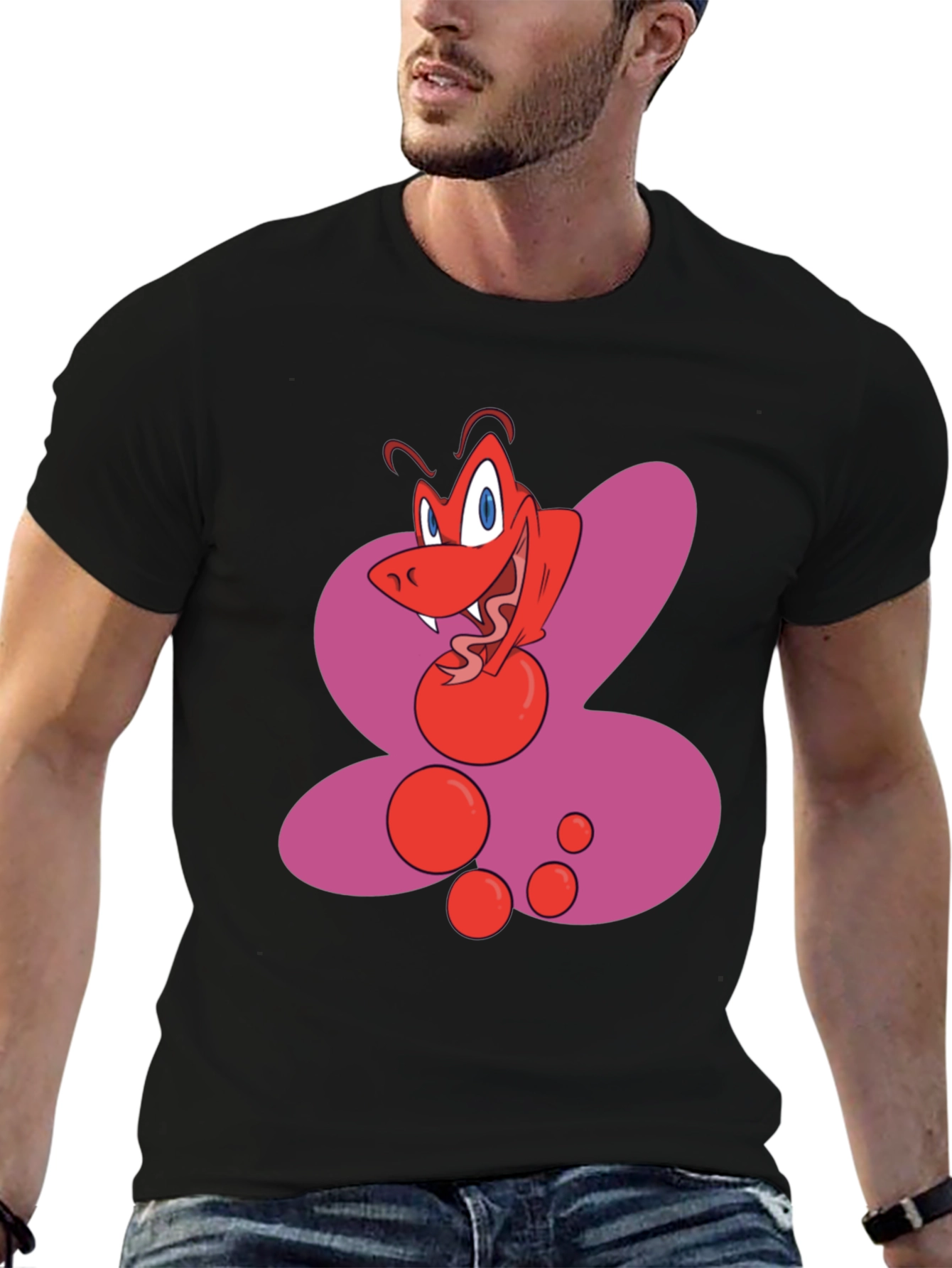 Black Cartoon Ant Graphic Black T-Shirt view 6