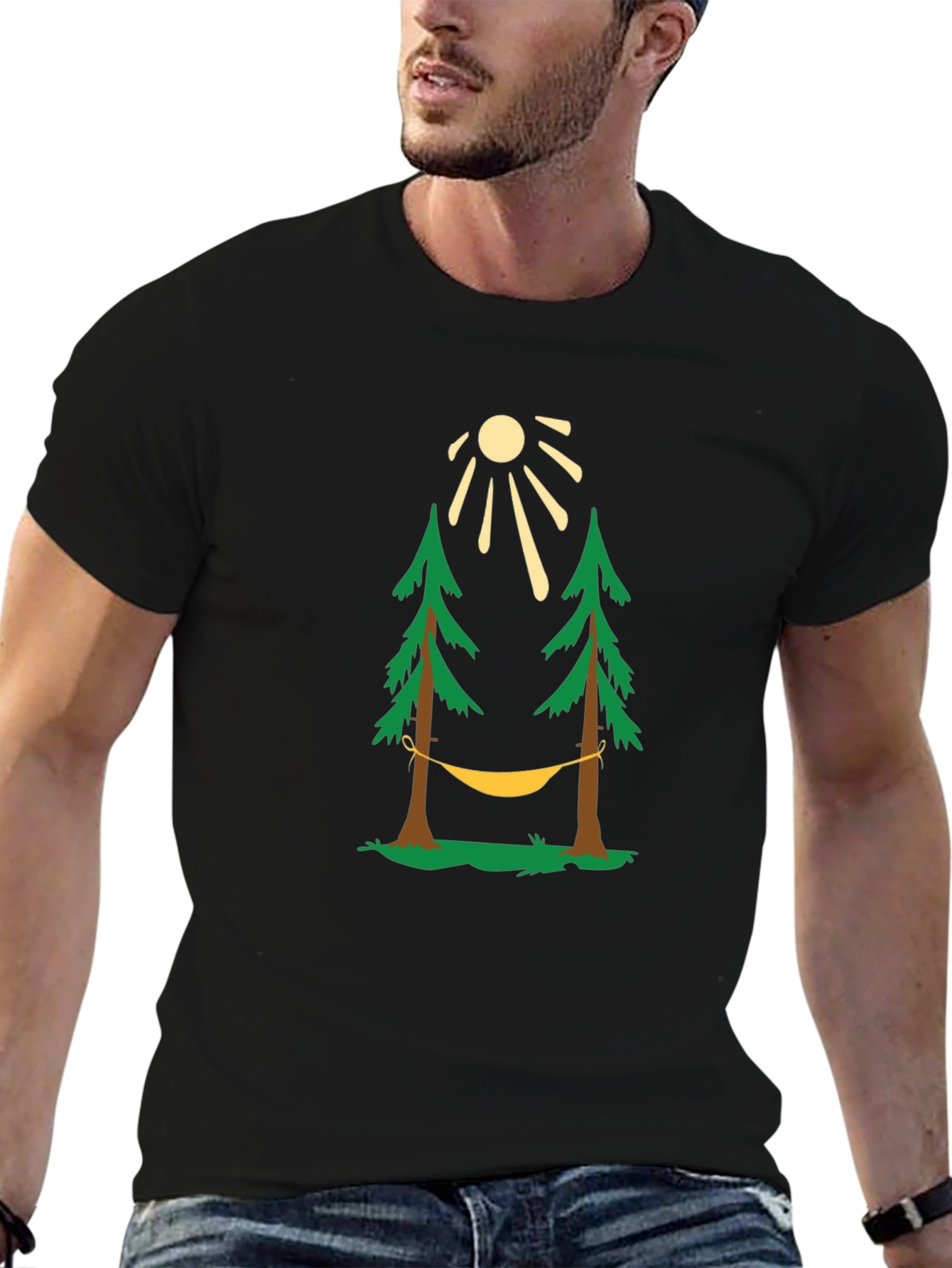 Black Hammock Camping T-Shirt: Relax in Style! view 6