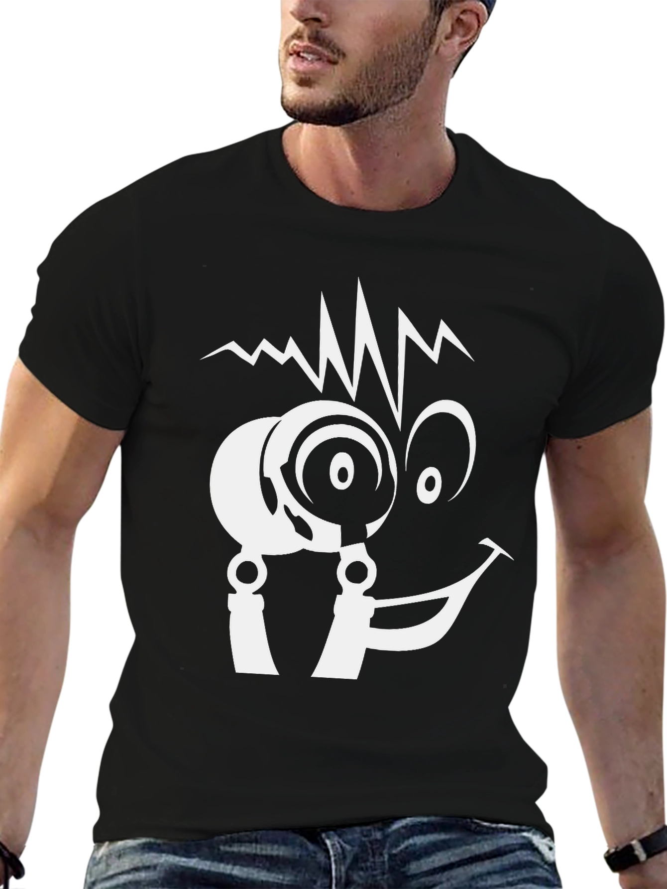 Black Crazy Scientist Black Graphic T-Shirt view 6