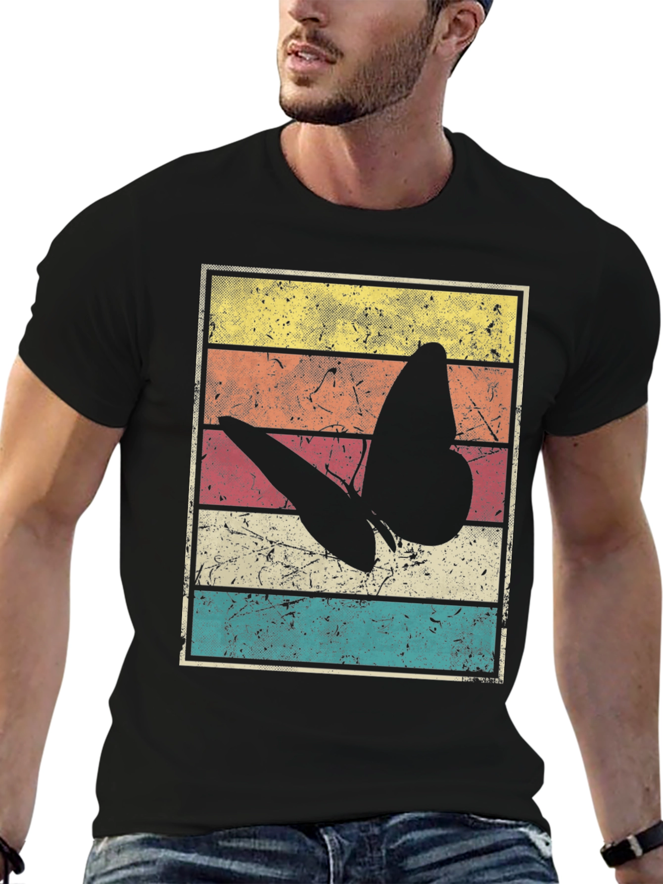 Black Retro Butterfly Graphic T-Shirt - Vintage Style view 6