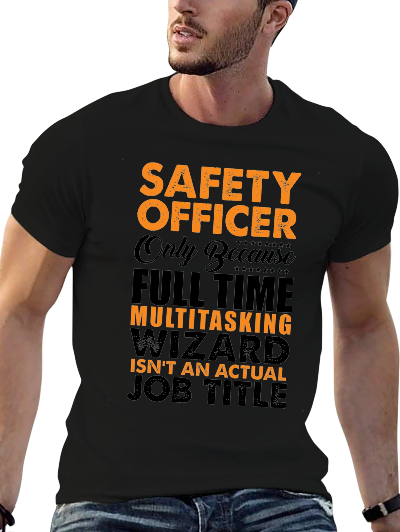 Black Safety Officer Multitasking Wizard T-Shirt view 6