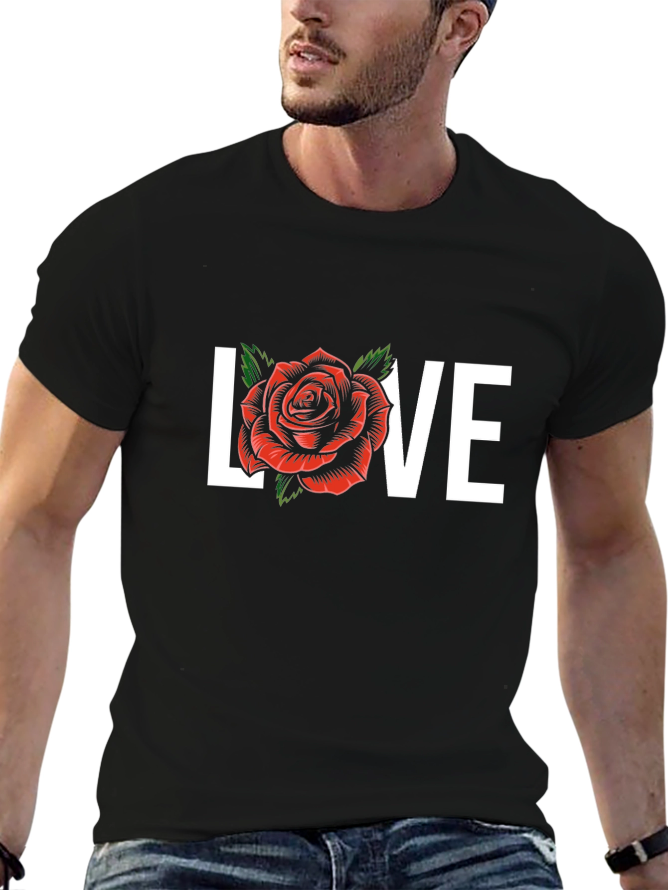 Black Love Rose Graphic Tee - Black view 6