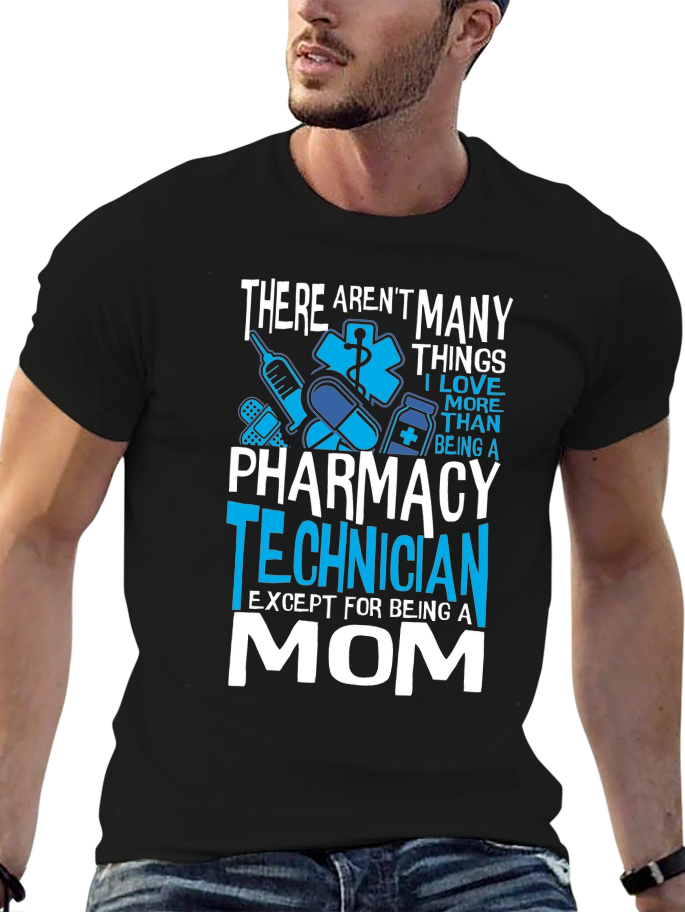 Black Pharmacy Technician Mom T-Shirt view 6
