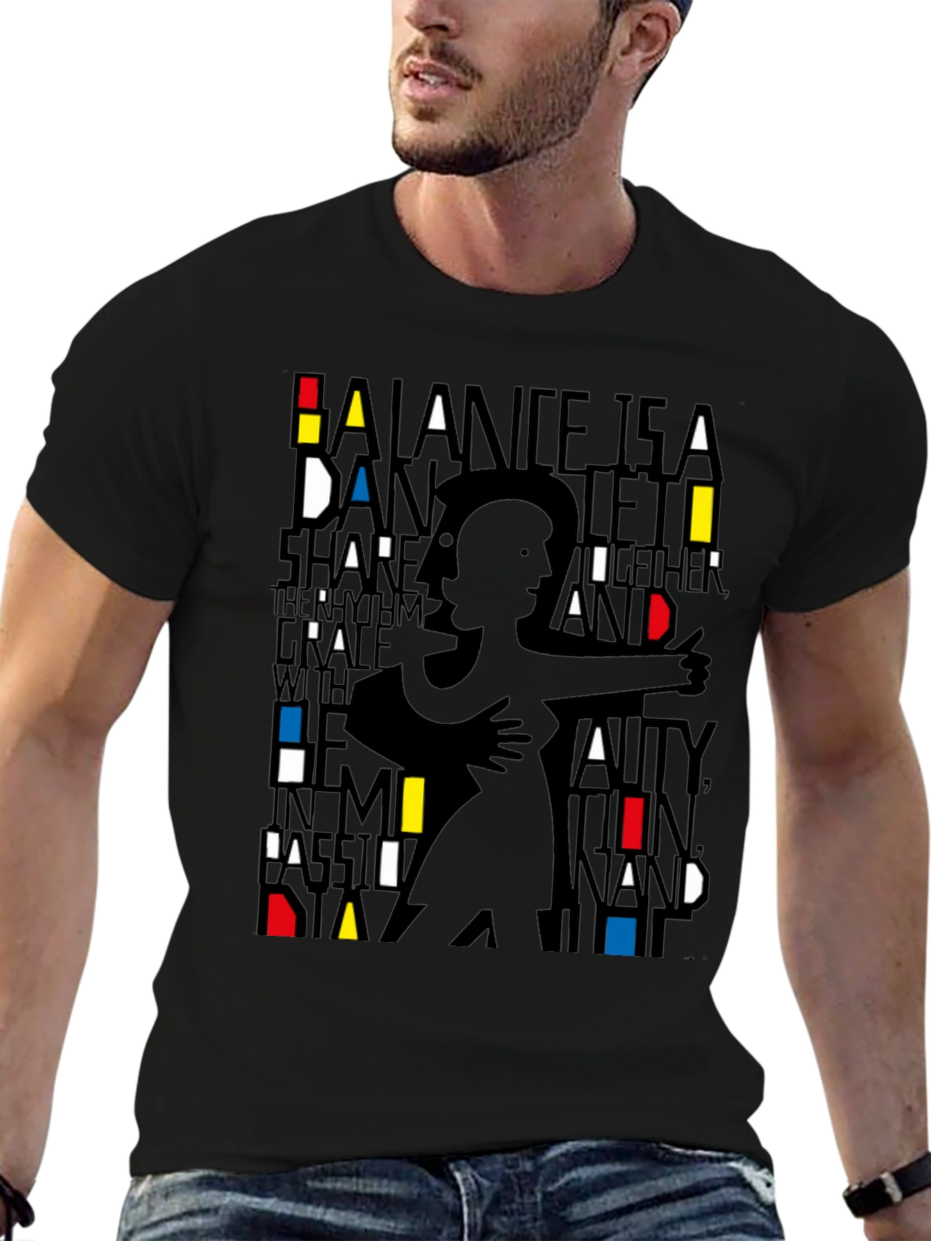 Black Modern Art Dance Silhouette Graphic Tee - Unisex view 6
