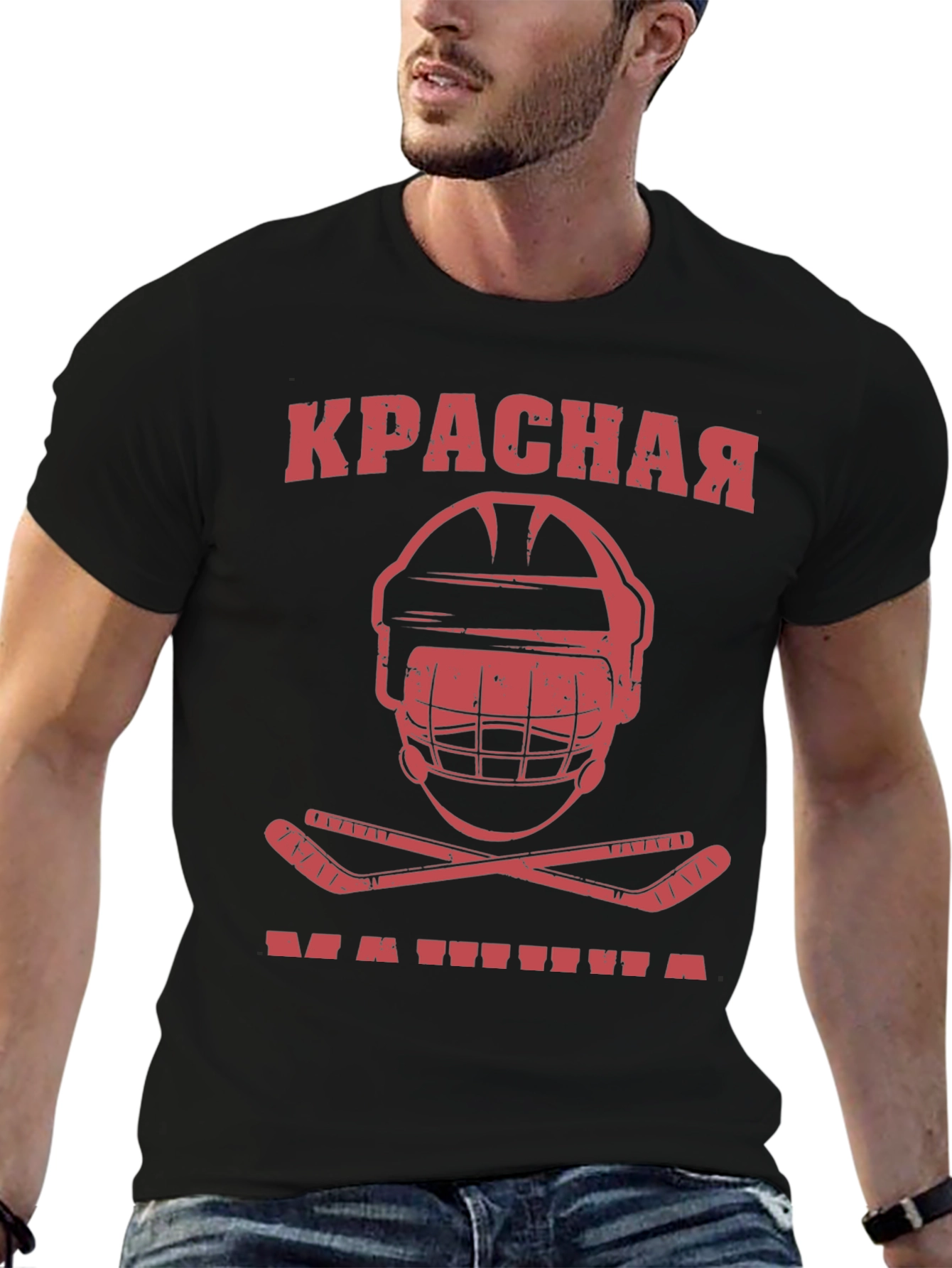 Black Krasnaya Mashina Hockey T-Shirt - Red Machine Tee view 6