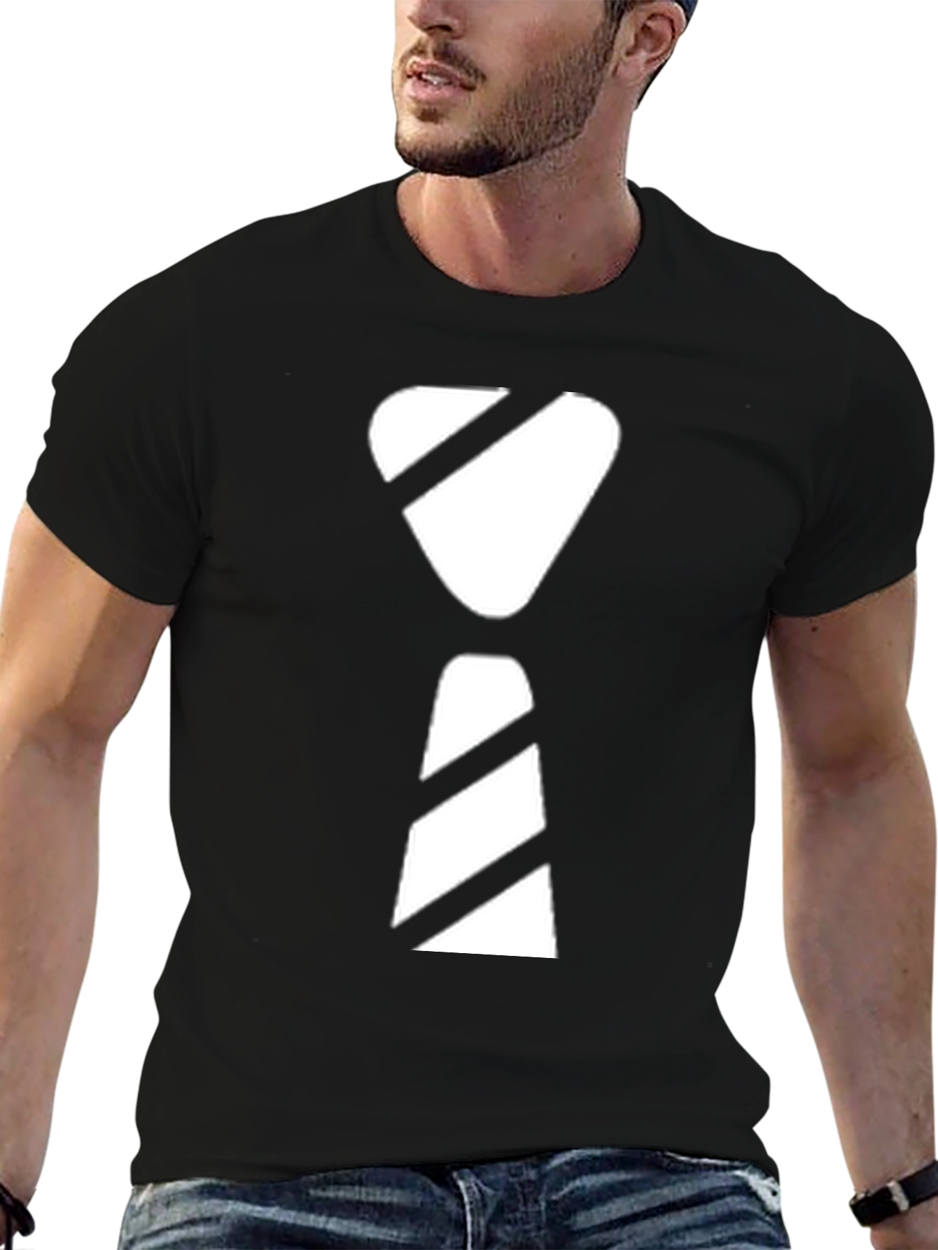 Black Modern Graphic Tie T-Shirt - Casual Style view 6