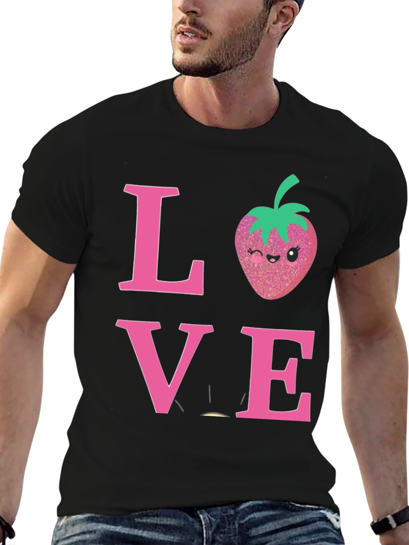 Black Love Strawberry Graphic T-Shirt view 6