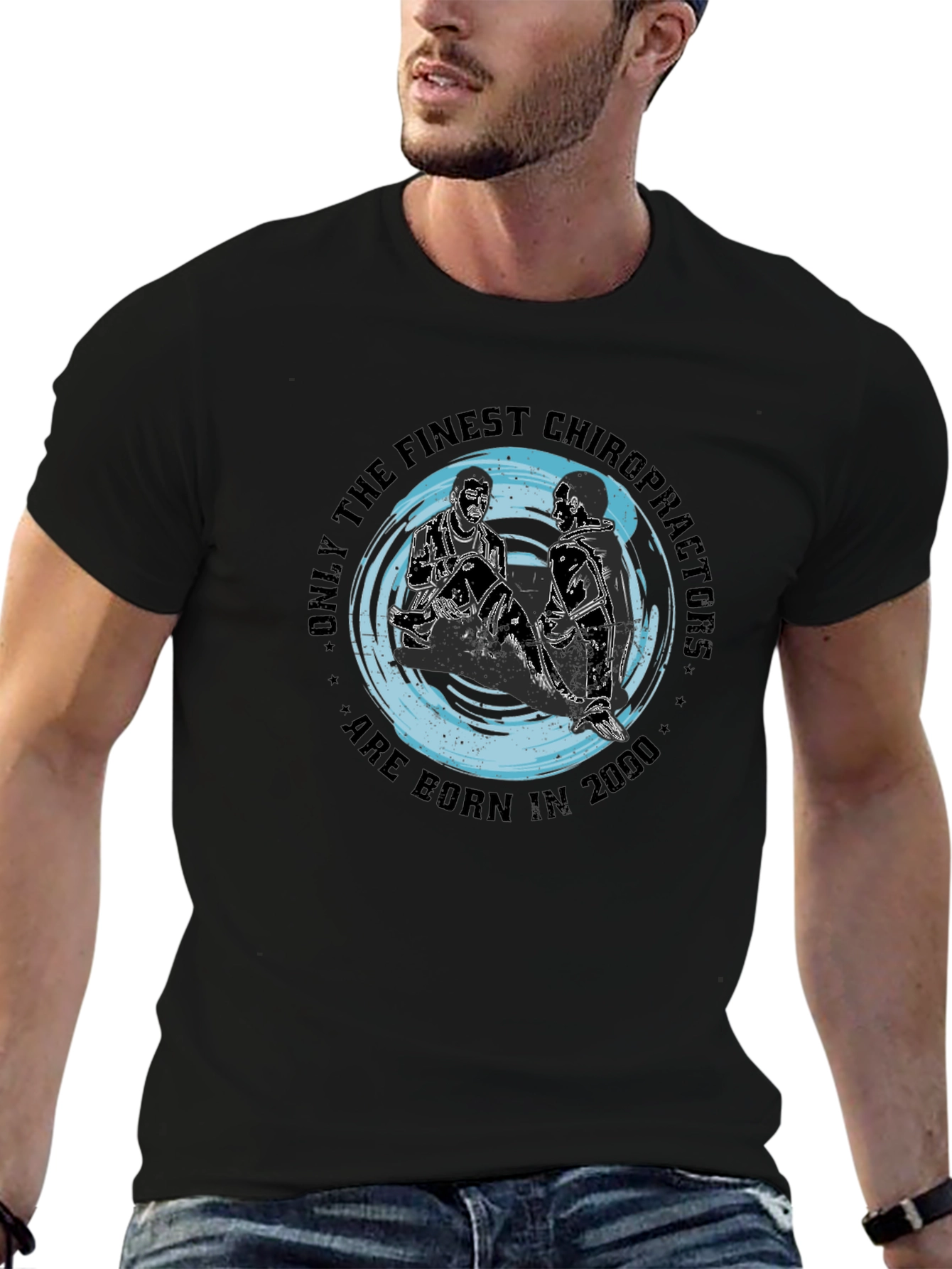 Black Finest Chiropractors Born in 2000 T-Shirt view 6