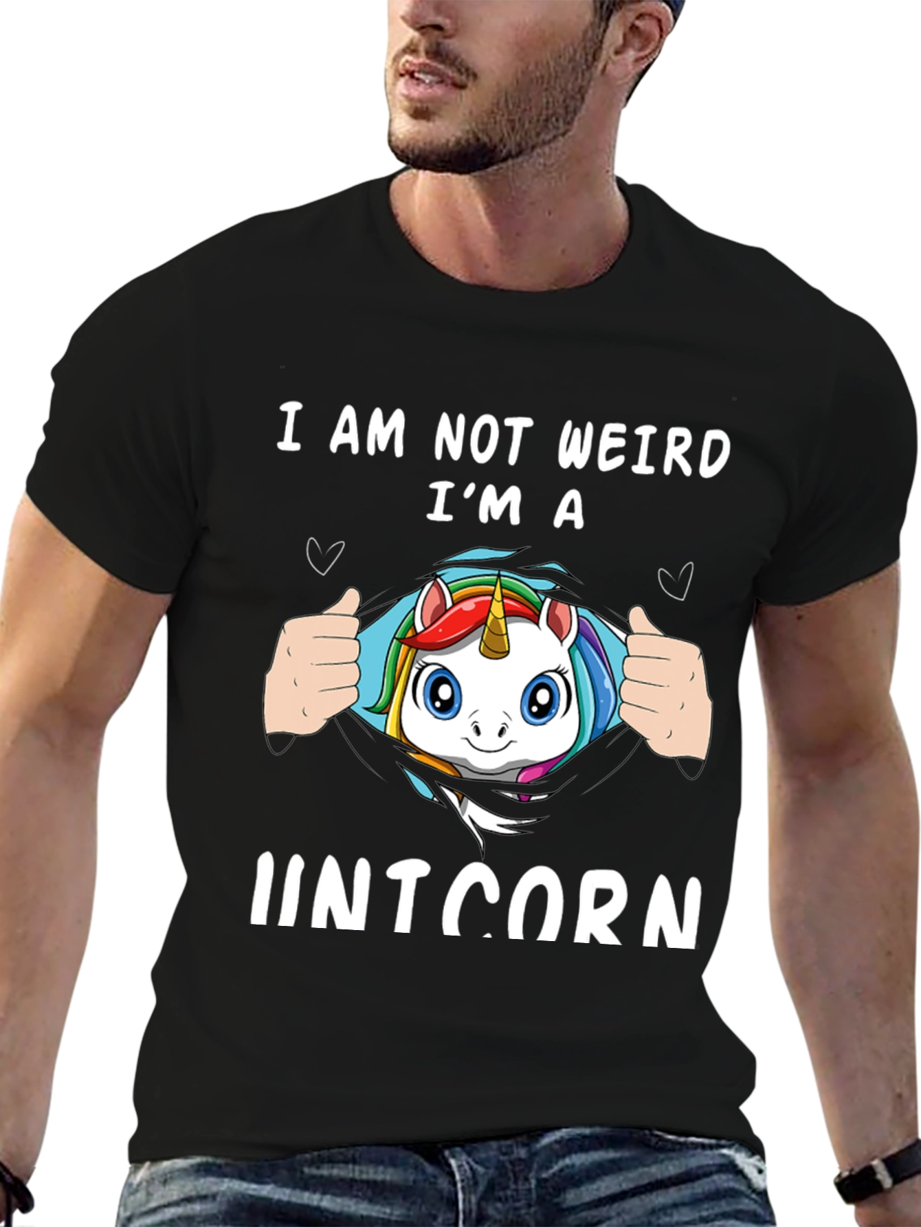 Black I'm a Unicorn Black T-Shirt view 6