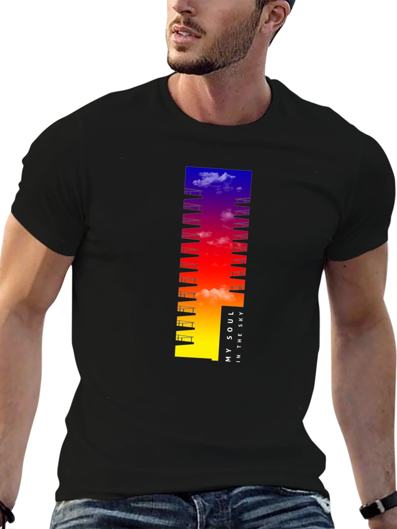 Black My Soul in the Sky Black Graphic T-Shirt view 6