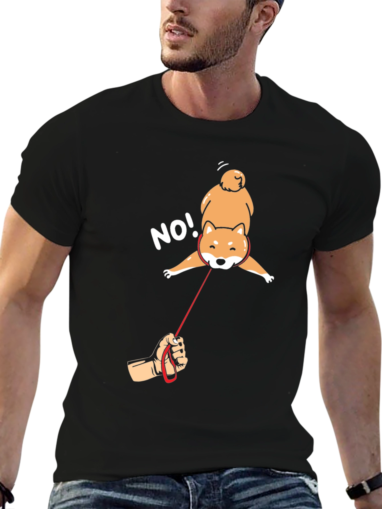 Black Stubborn Shiba Inu T-Shirt - Funny Dog Design view 6