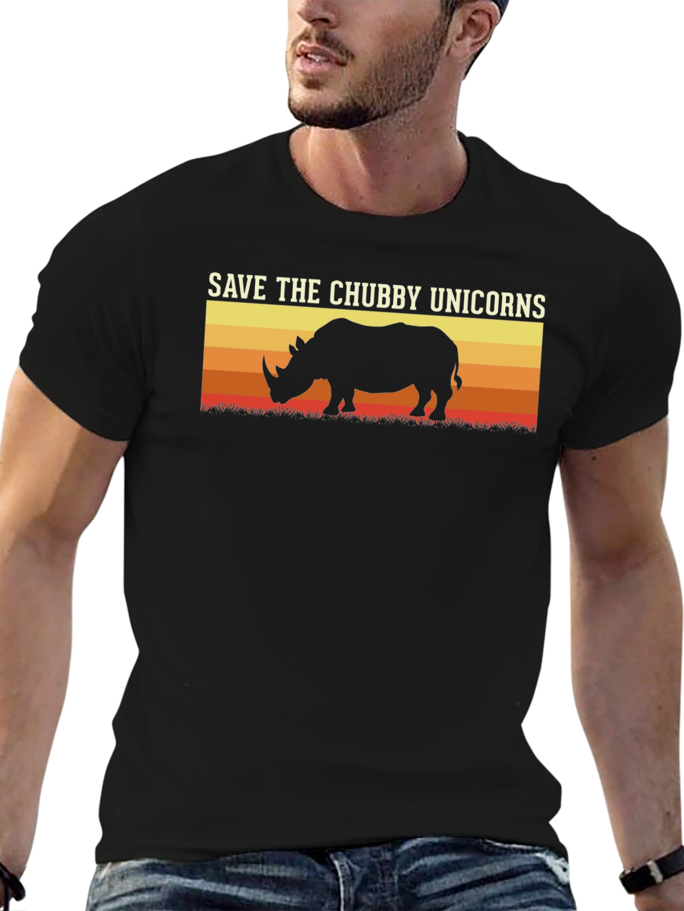 Black Save the Chubby Unicorns Graphic Tee view 6
