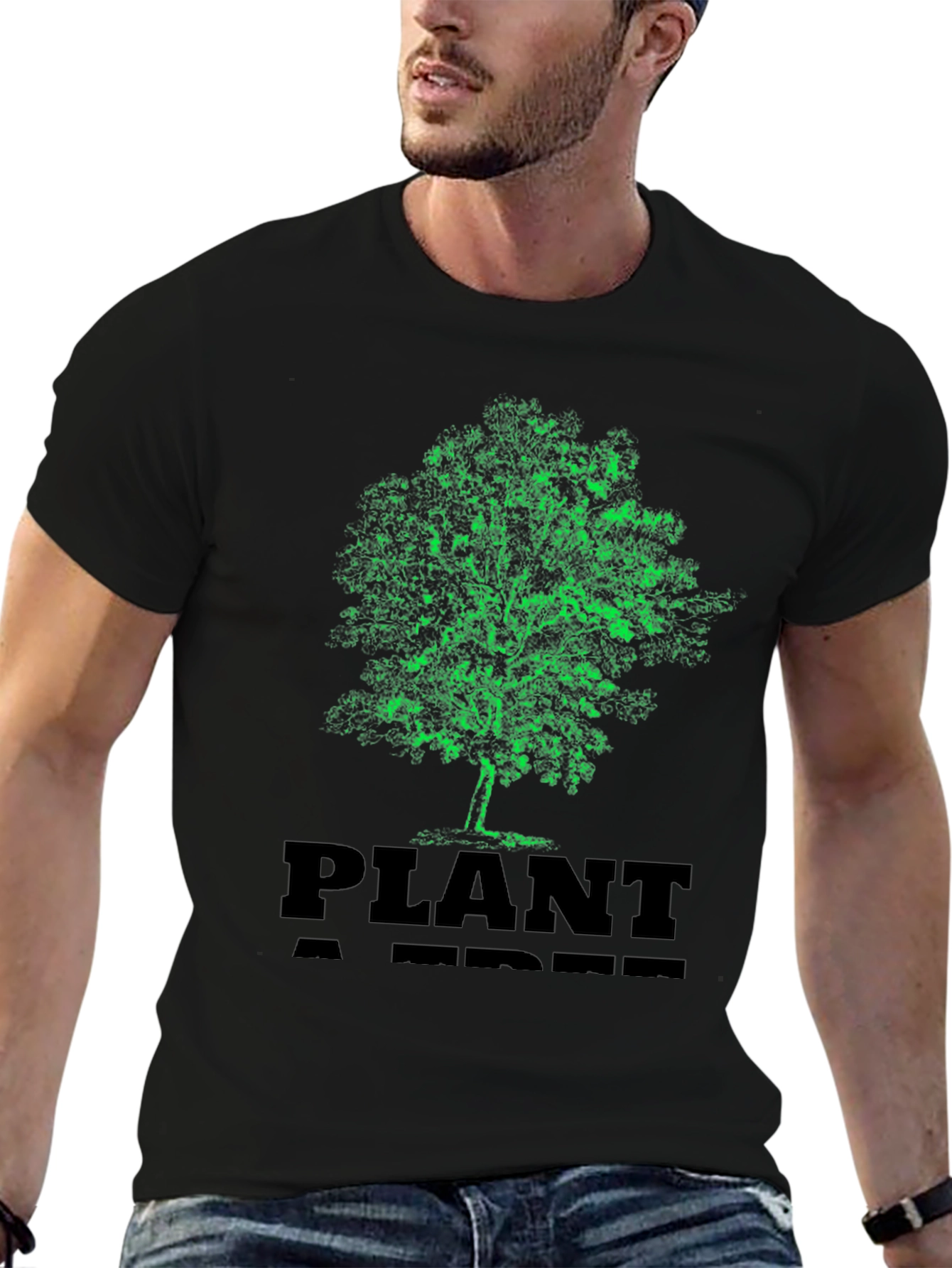 Black Plant A Tree Black Graphic T-Shirt view 6