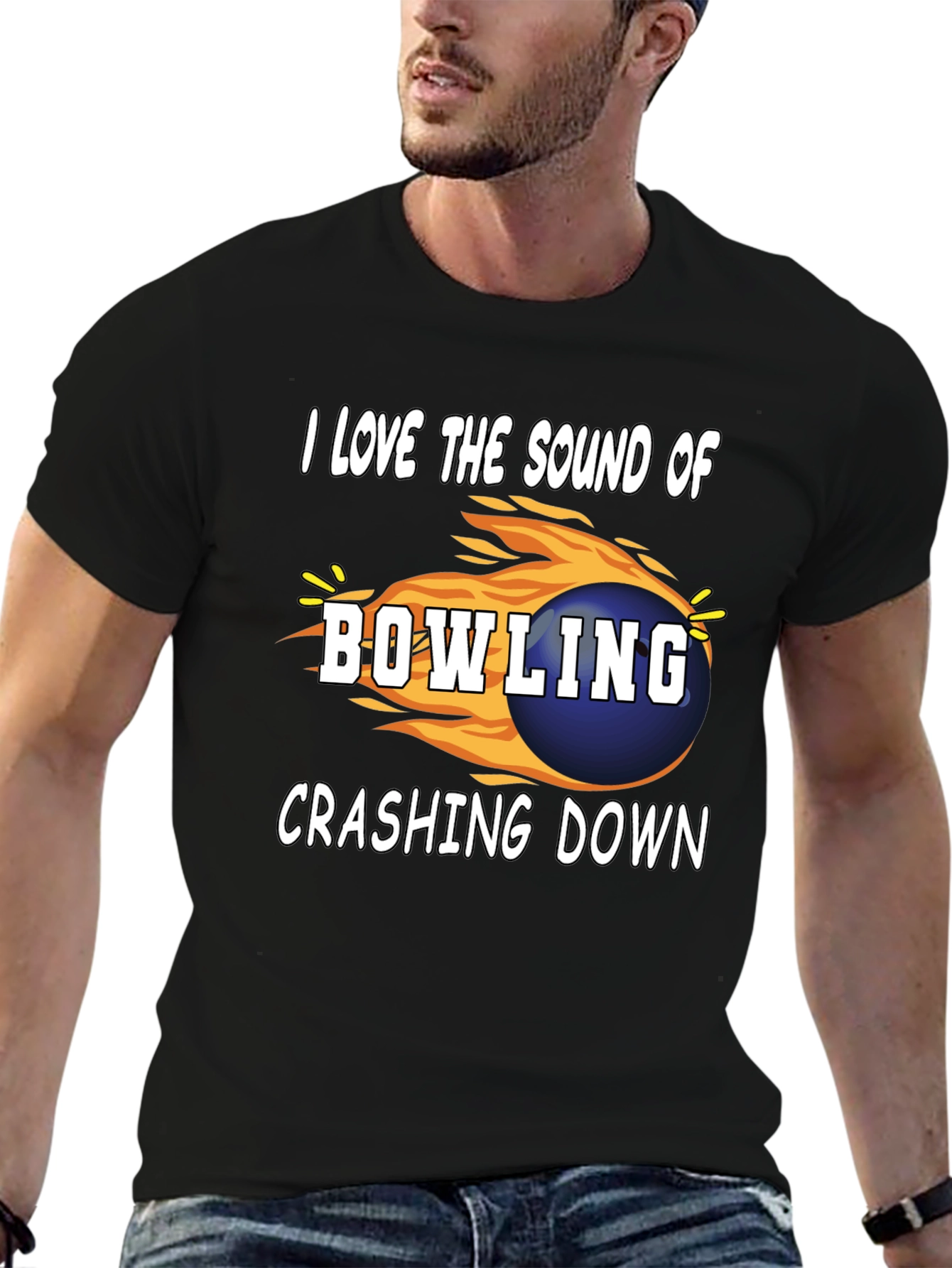 Black Bowling Lover Graphic T-Shirt view 6
