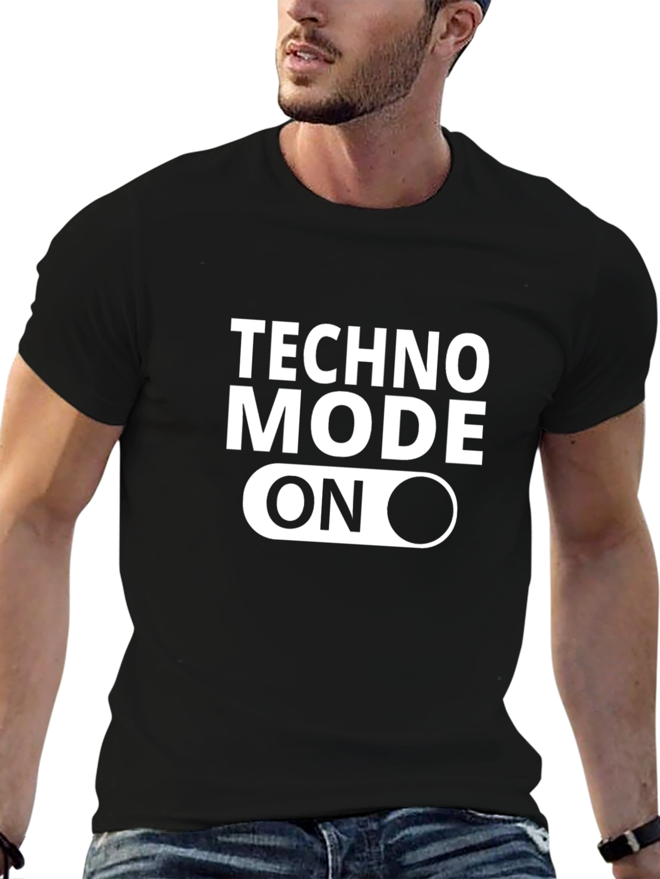 Black Techno Mode On Black Graphic T-Shirt view 6